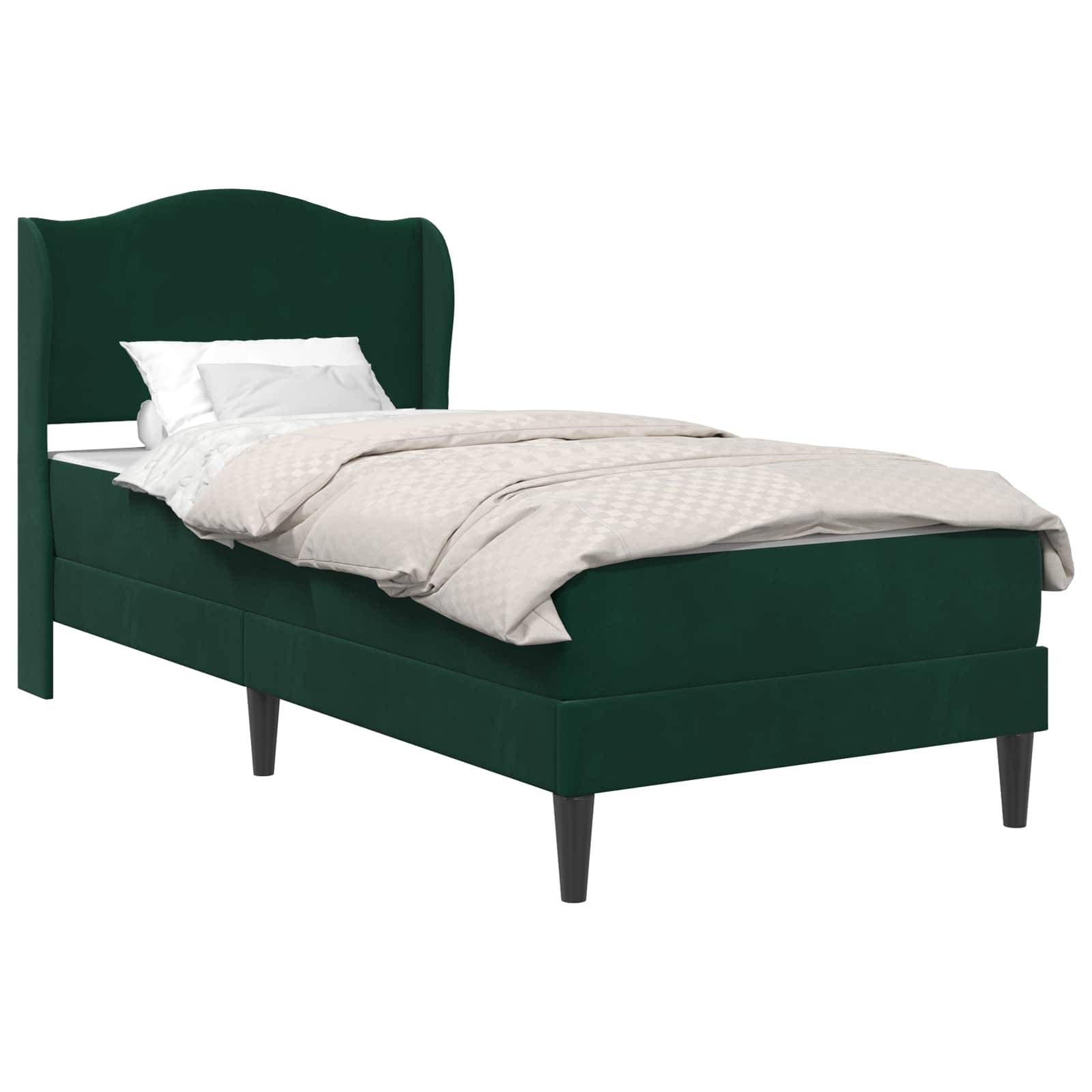 vidaXL Bettrahmen mit Kopfteil 2 pcs Dunkelgrün 90 x 190 cm Samt
