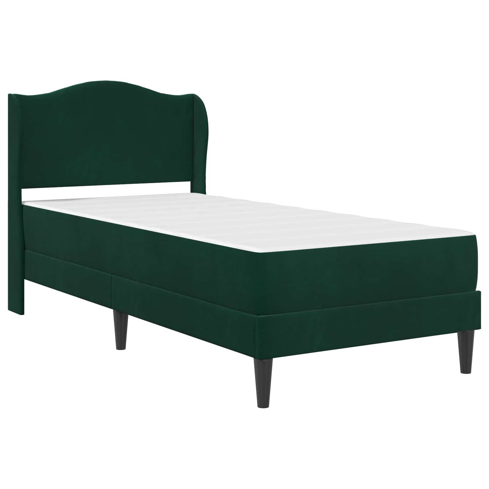 vidaXL Bettrahmen mit Kopfteil 2 pcs Dunkelgrün 90 x 190 cm Samt