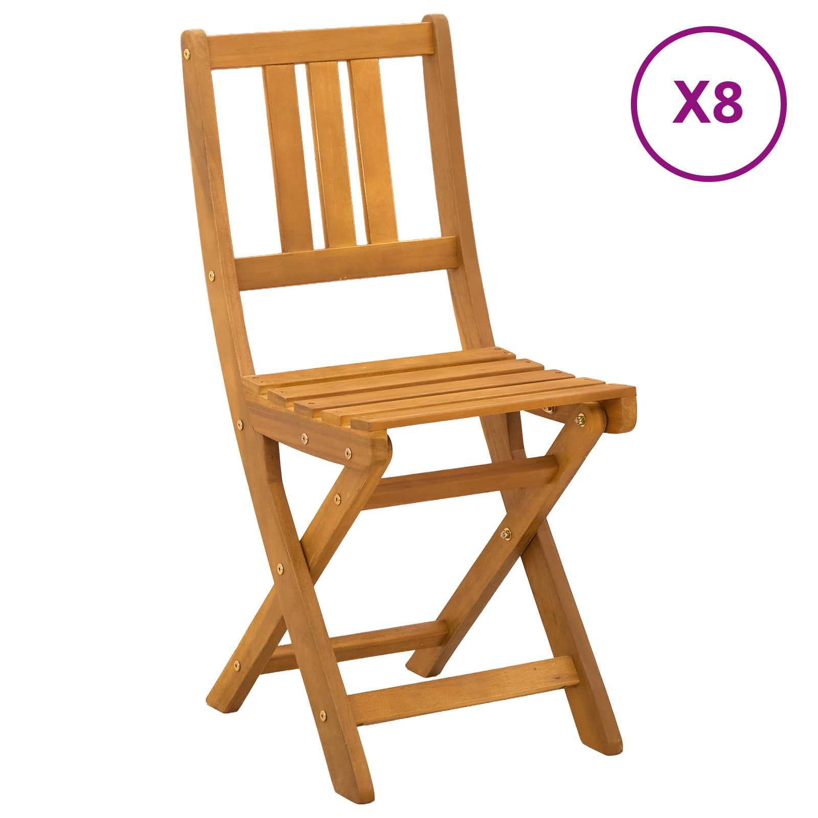 vidaXL Außen Bistro-Stühle mit Kissen 8 pcs Natur 40 x 42 x 85 cm