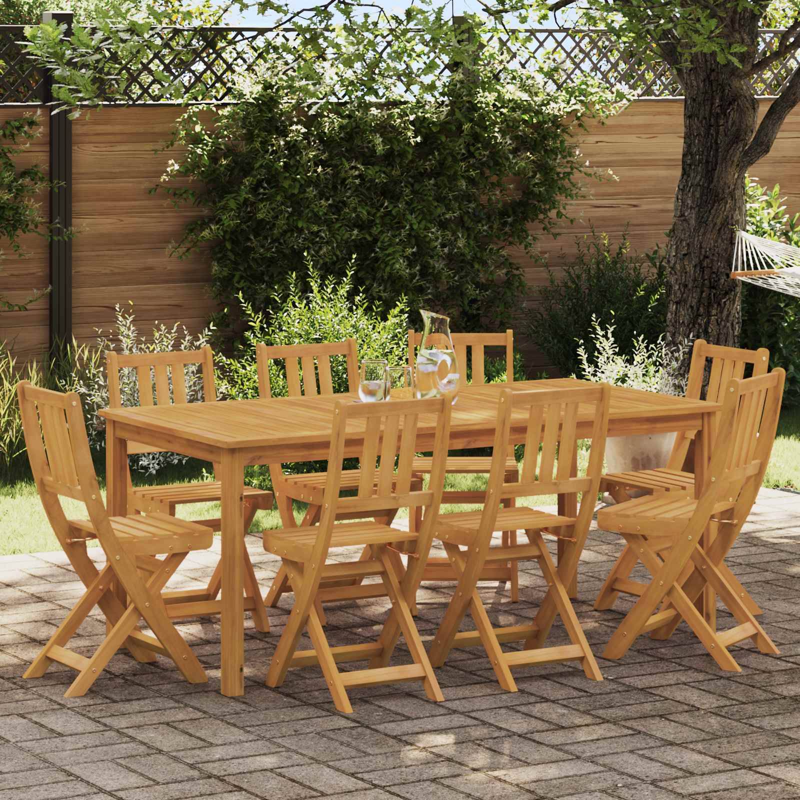 vidaXL Außen Bistro-Stühle mit Kissen 8 pcs Natur 40 x 42 x 85 cm