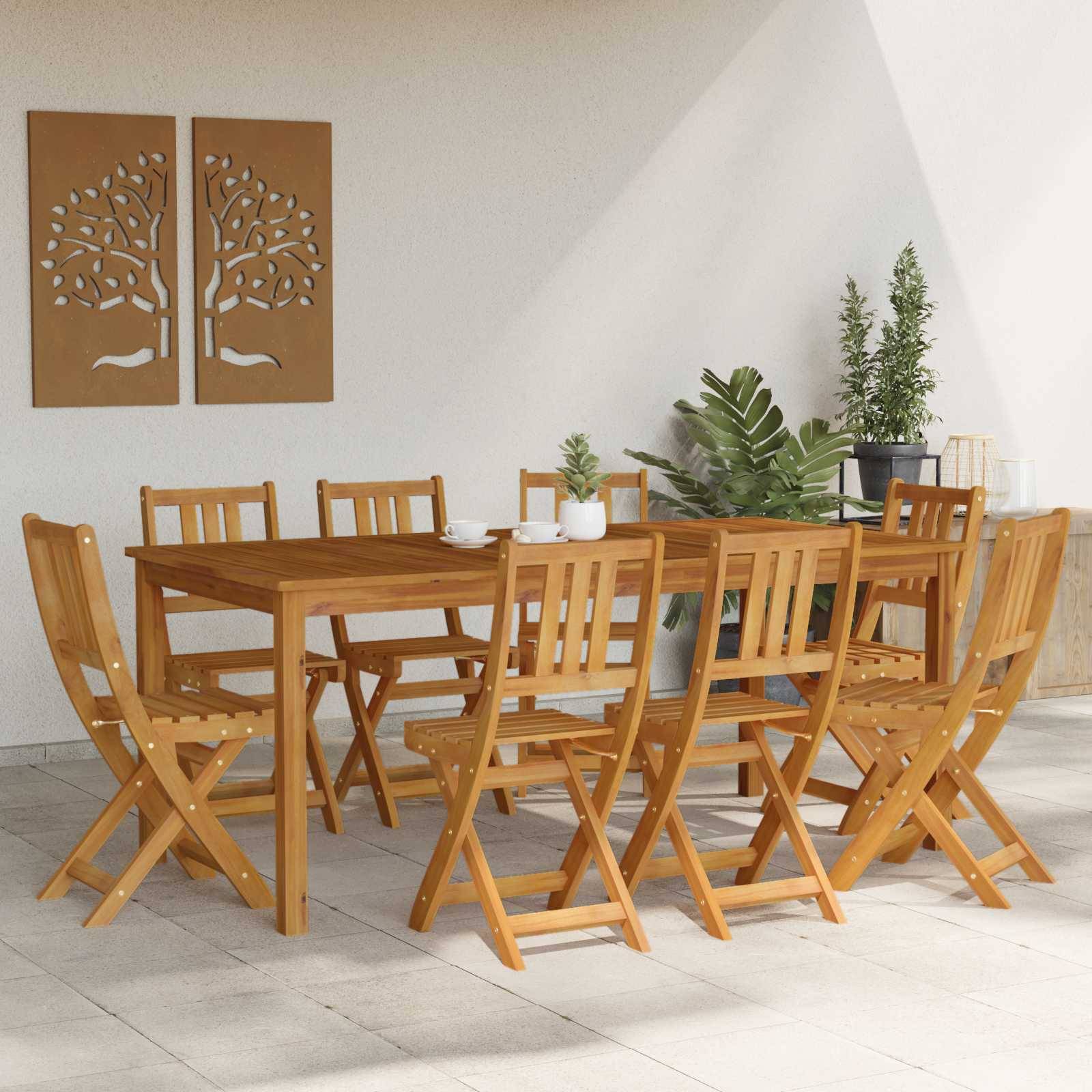 vidaXL Außen Bistro-Stühle mit Kissen 8 pcs Natur 40 x 42 x 85 cm
