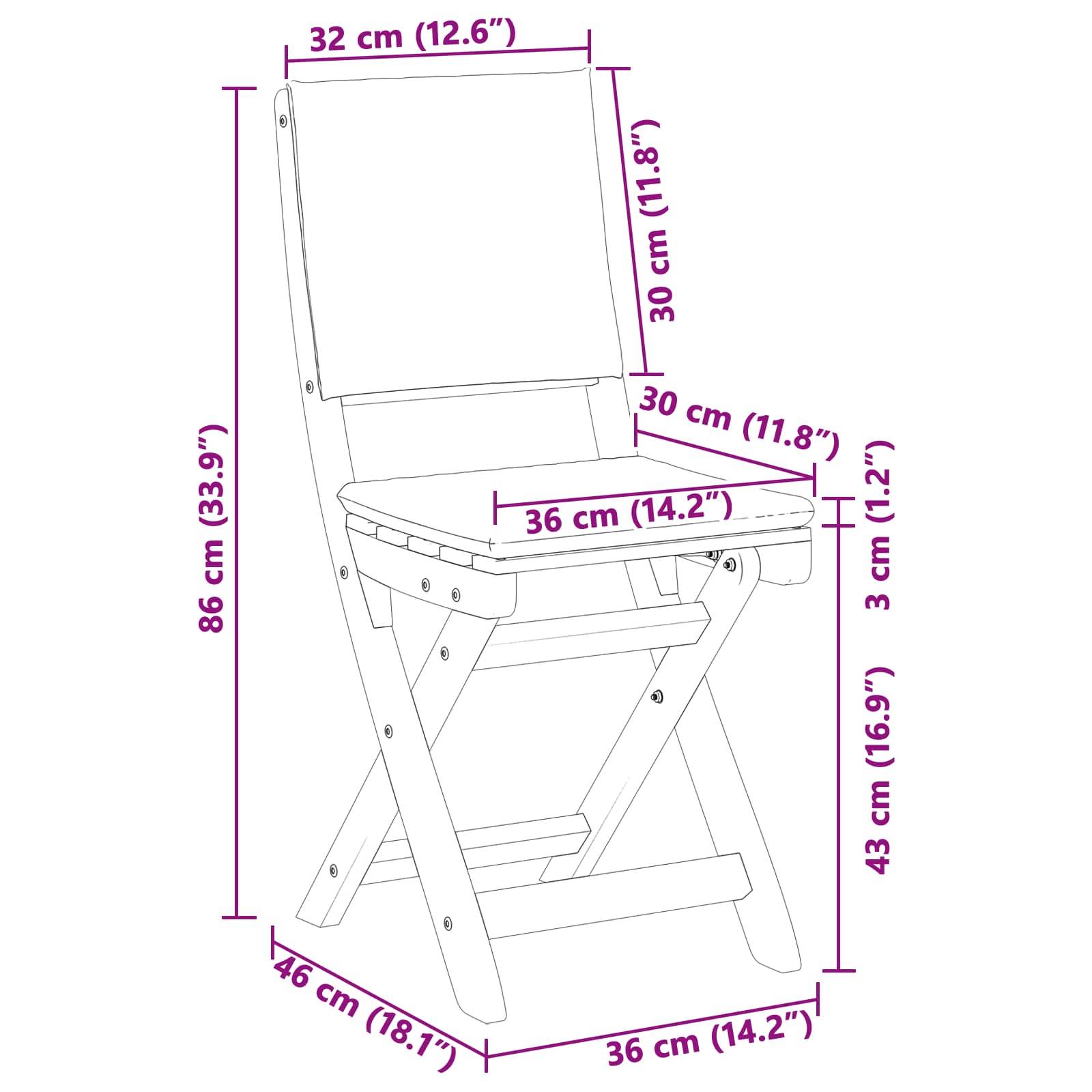 vidaXL Außen Bistro-Stühle mit Kissen 2 pcs Cremeweiß 38 x 46 x 85 cm