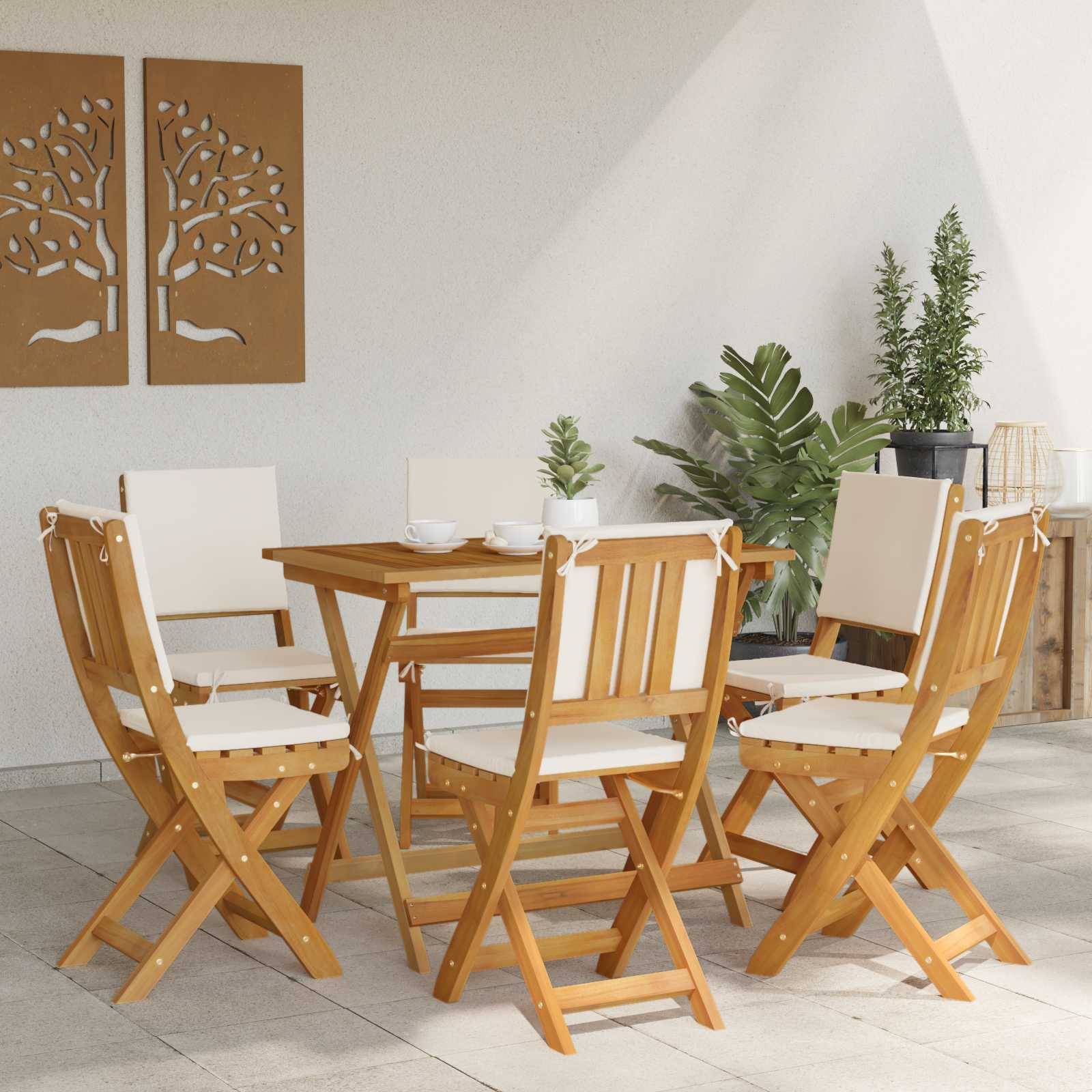 vidaXL Außen Bistro-Stühle mit Kissen 6 pcs Cremeweiß 38 x 46 x 85 cm