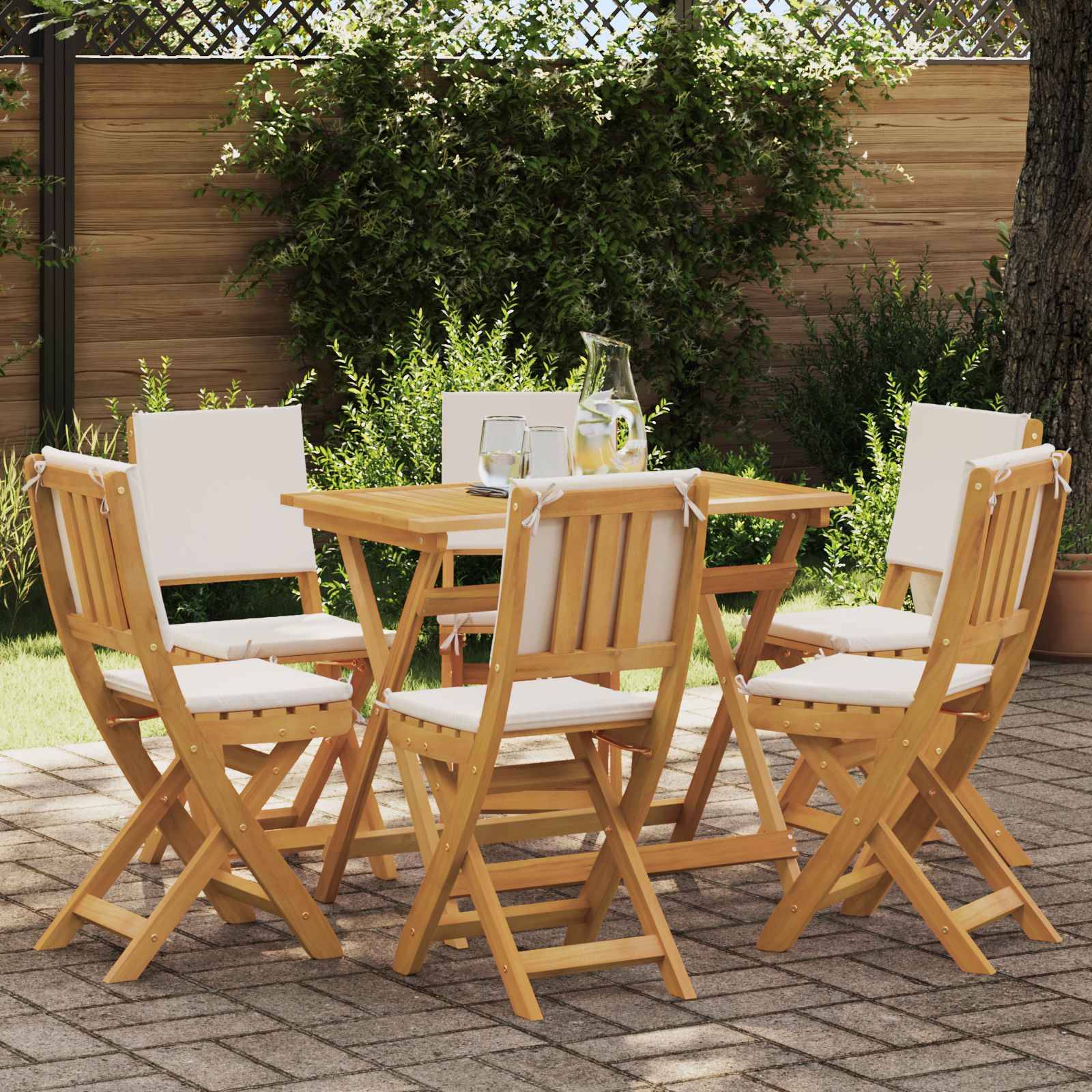 vidaXL Außen Bistro-Stühle mit Kissen 6 pcs Cremeweiß 38 x 46 x 85 cm