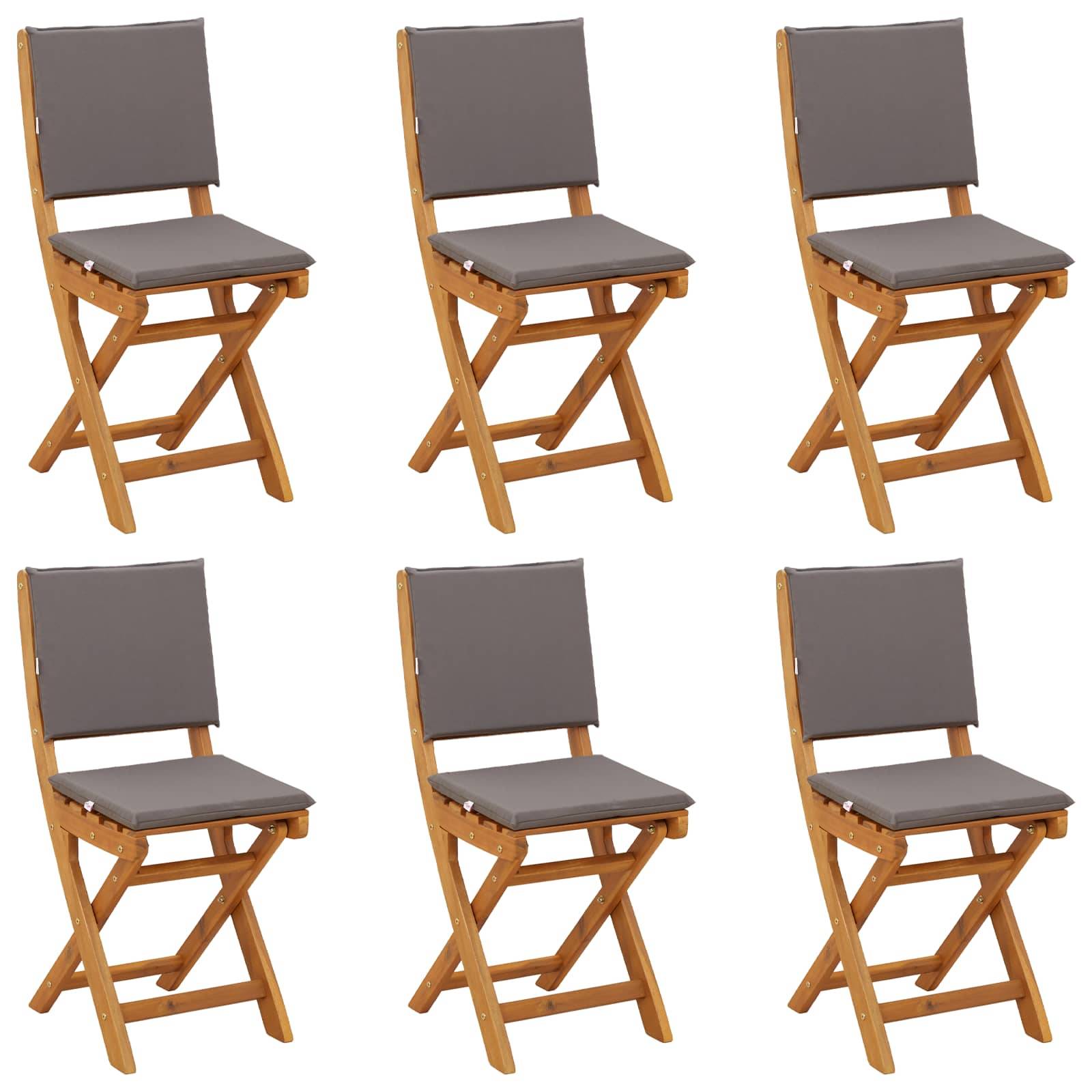 vidaXL Außen Bistro-Stühle mit Kissen 6 pcs Dunkelgrau 38 x 46 x 85 cm