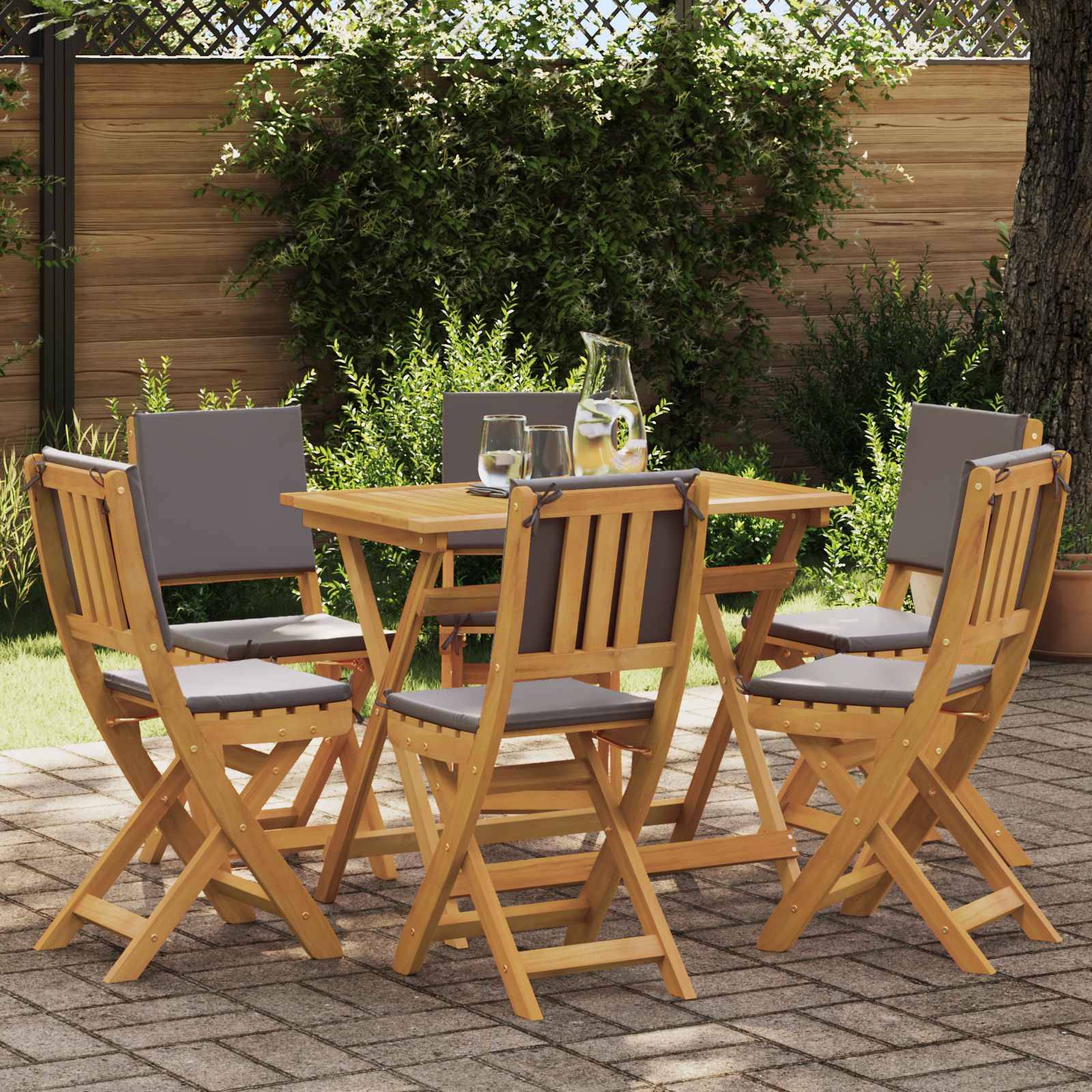 vidaXL Außen Bistro-Stühle mit Kissen 6 pcs Dunkelgrau 38 x 46 x 85 cm