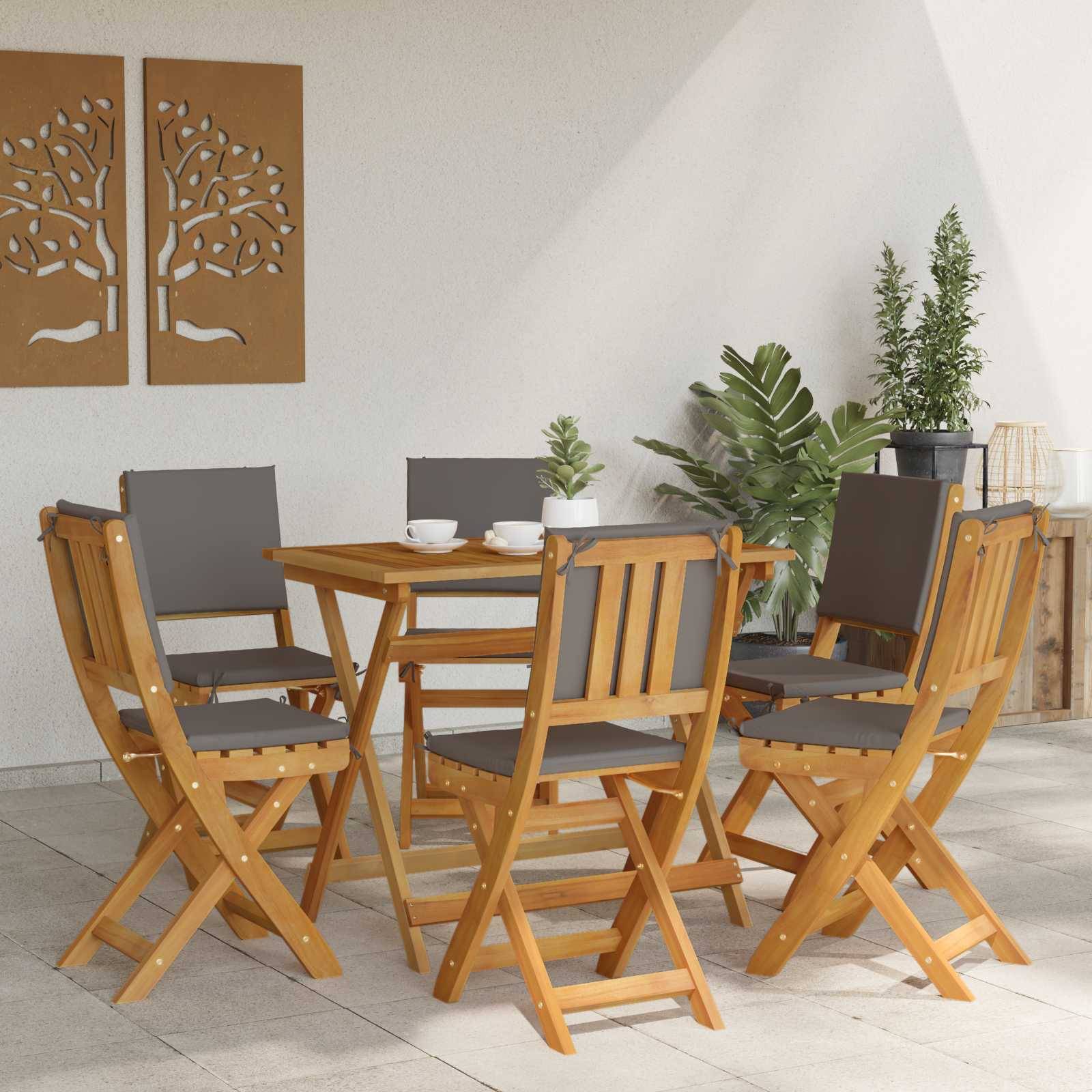 vidaXL Außen Bistro-Stühle mit Kissen 6 pcs Dunkelgrau 38 x 46 x 85 cm