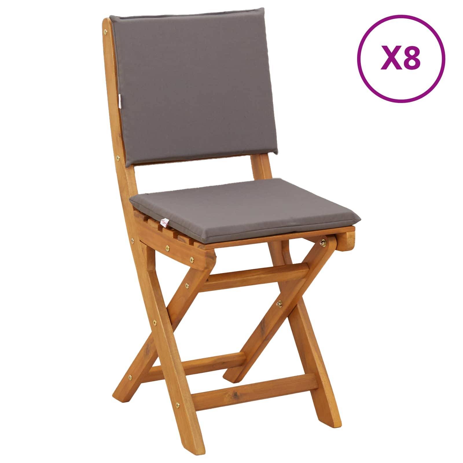 vidaXL Außen Bistro-Stühle mit Kissen 8 pcs Dunkelgrau 38 x 46 x 85 cm