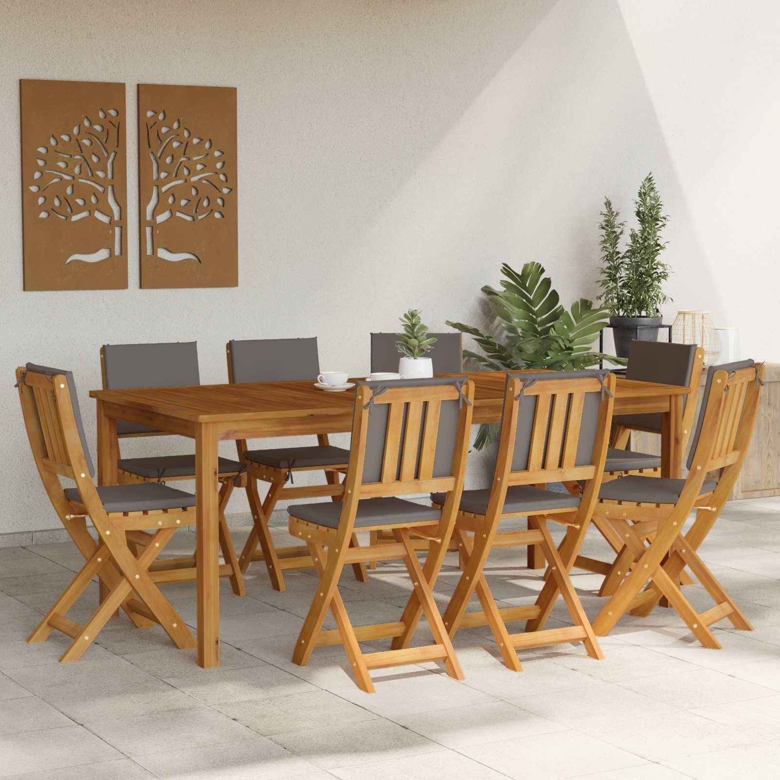 vidaXL Außen Bistro-Stühle mit Kissen 8 pcs Dunkelgrau 38 x 46 x 85 cm