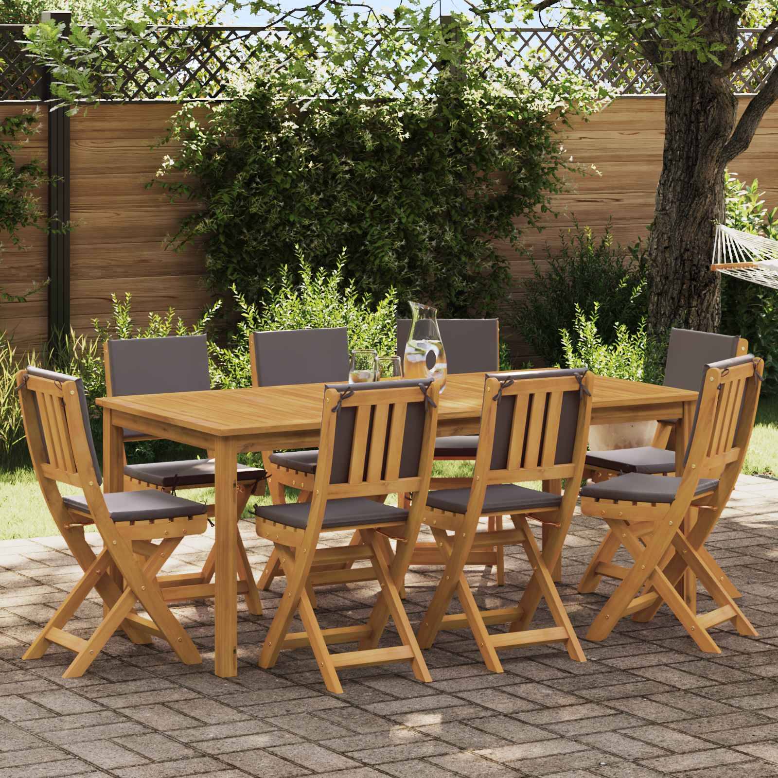 vidaXL Außen Bistro-Stühle mit Kissen 8 pcs Dunkelgrau 38 x 46 x 85 cm