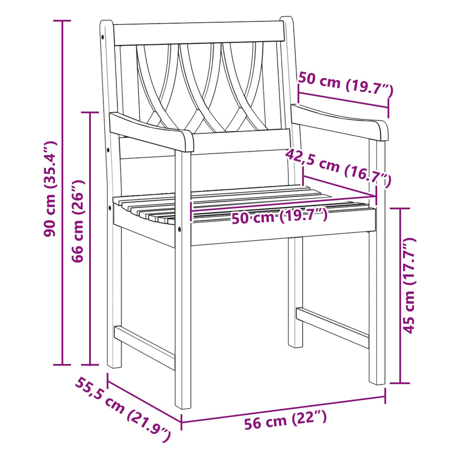 vidaXL Bank Outdoor 4 pcs Natur 56 x 55,5 x 90 cm Massivholz Akazie