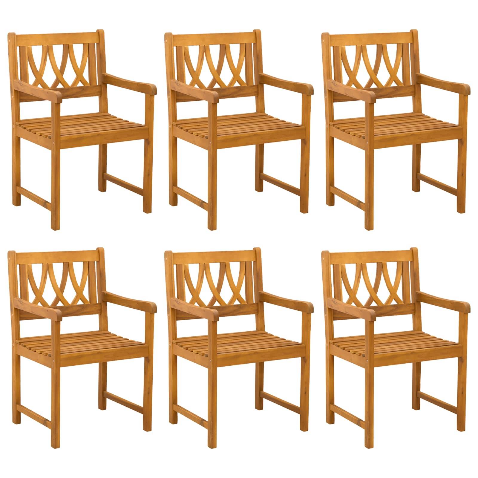 vidaXL Bank Outdoor 6 pcs Natur 56 x 55,5 x 90 cm Massivholz Akazie