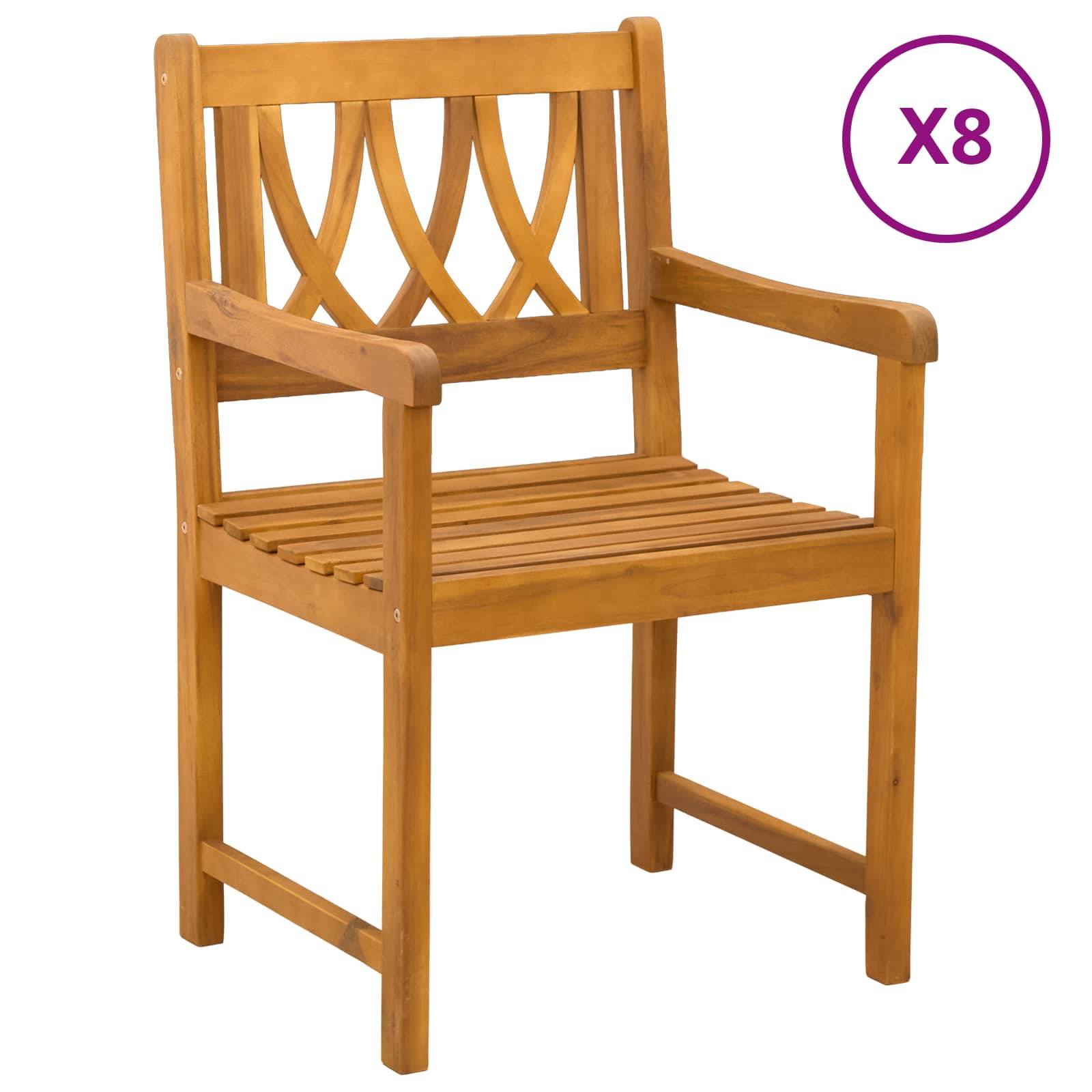 vidaXL Bank Outdoor 8 pcs Natur 56 x 55,5 x 90 cm Massivholz Akazie