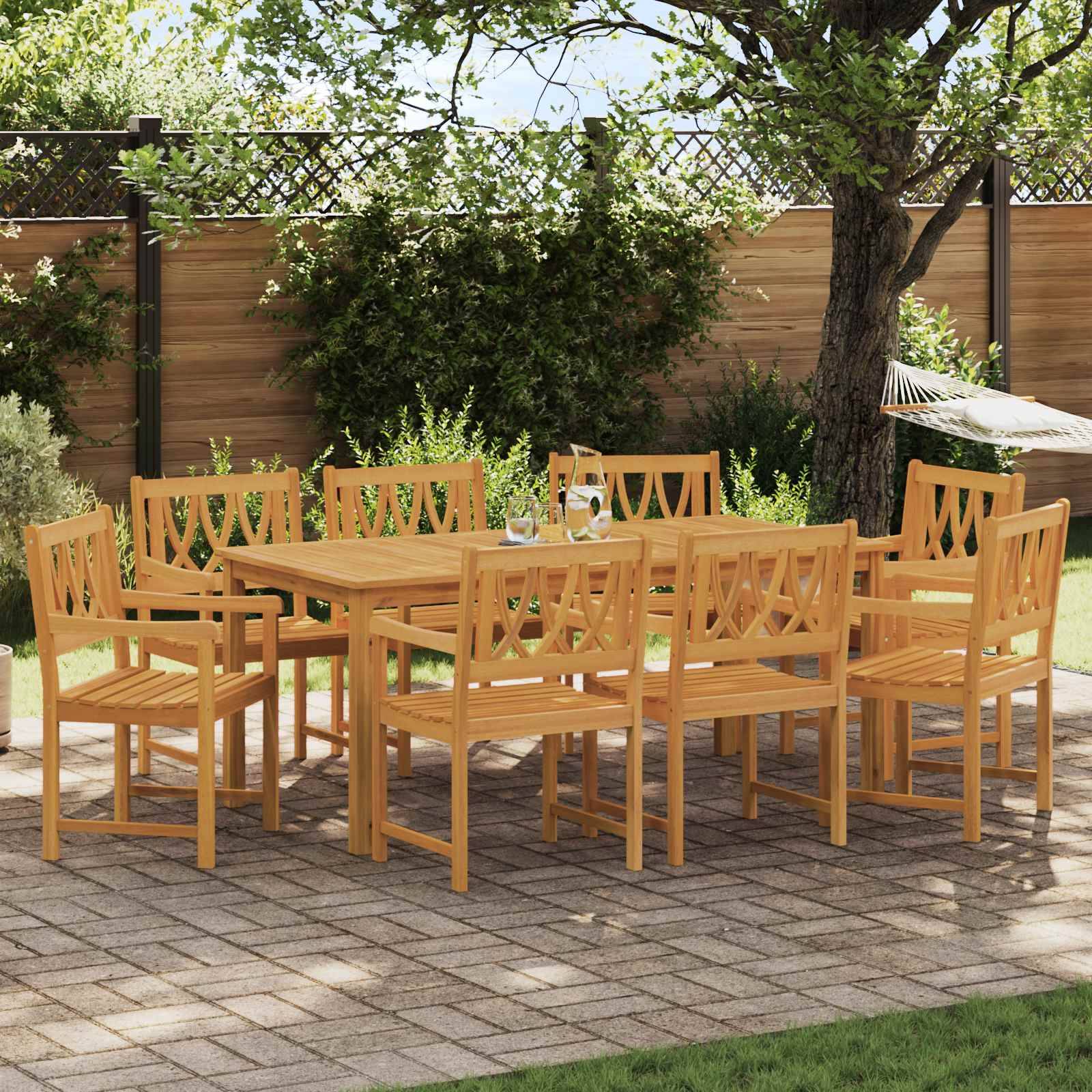 vidaXL Bank Outdoor 8 pcs Natur 56 x 55,5 x 90 cm Massivholz Akazie