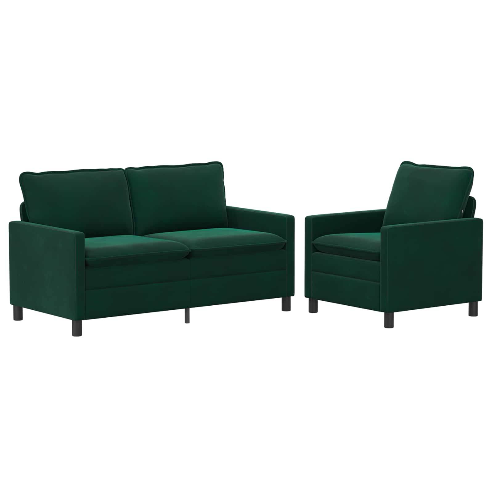 vidaXL Sofa Set 2 pcs Dunkelgrün Samt