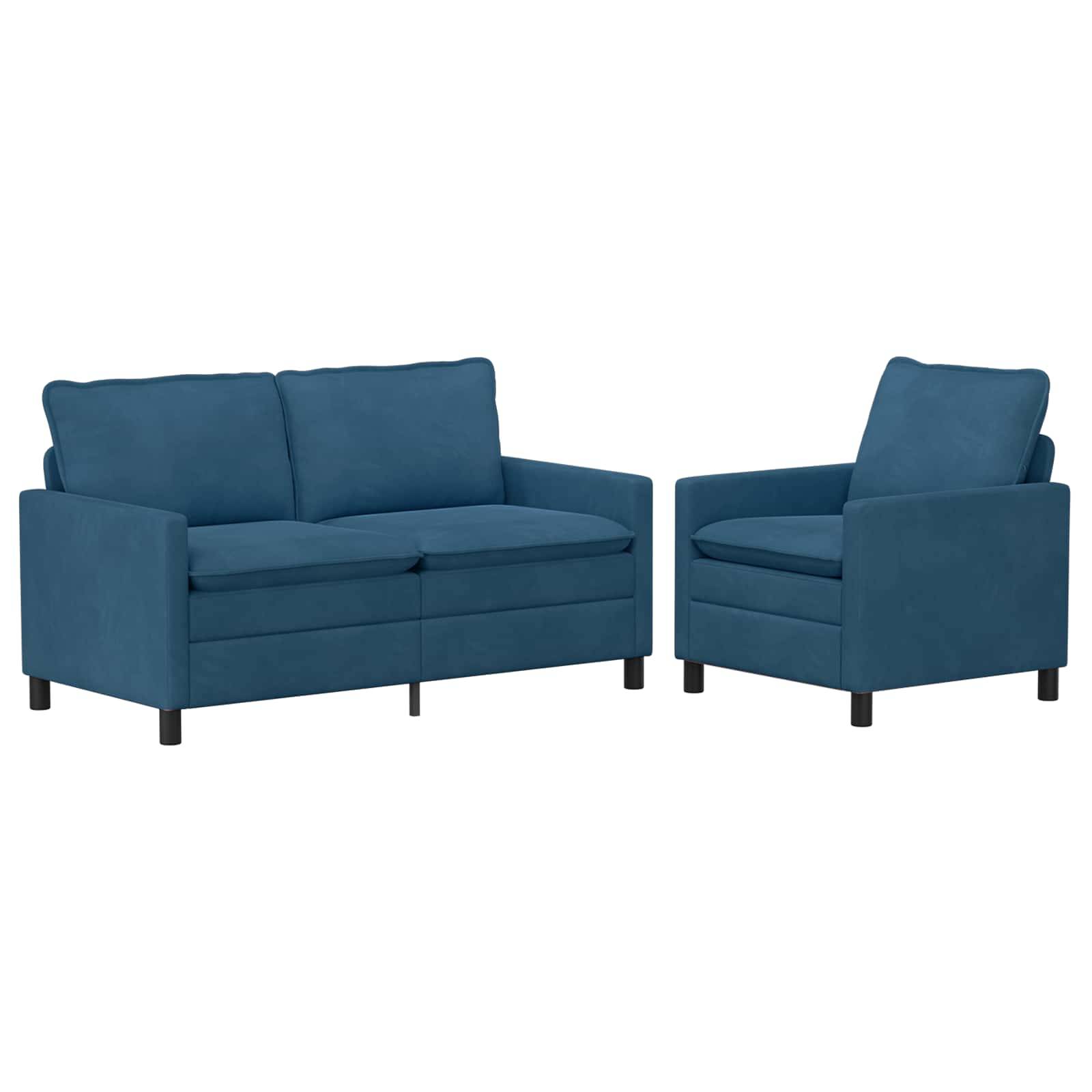 vidaXL Sofa Set 2 pcs Blau Samt