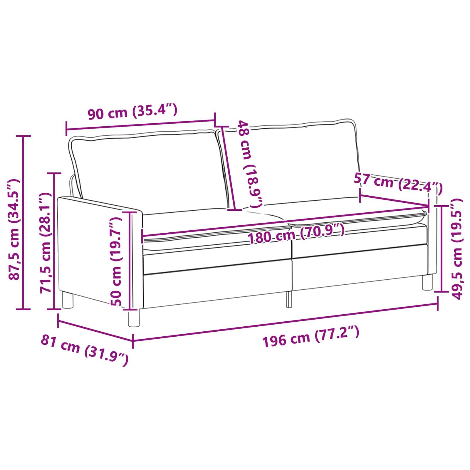 vidaXL Sofa Set 2 stk. Creme Stoff