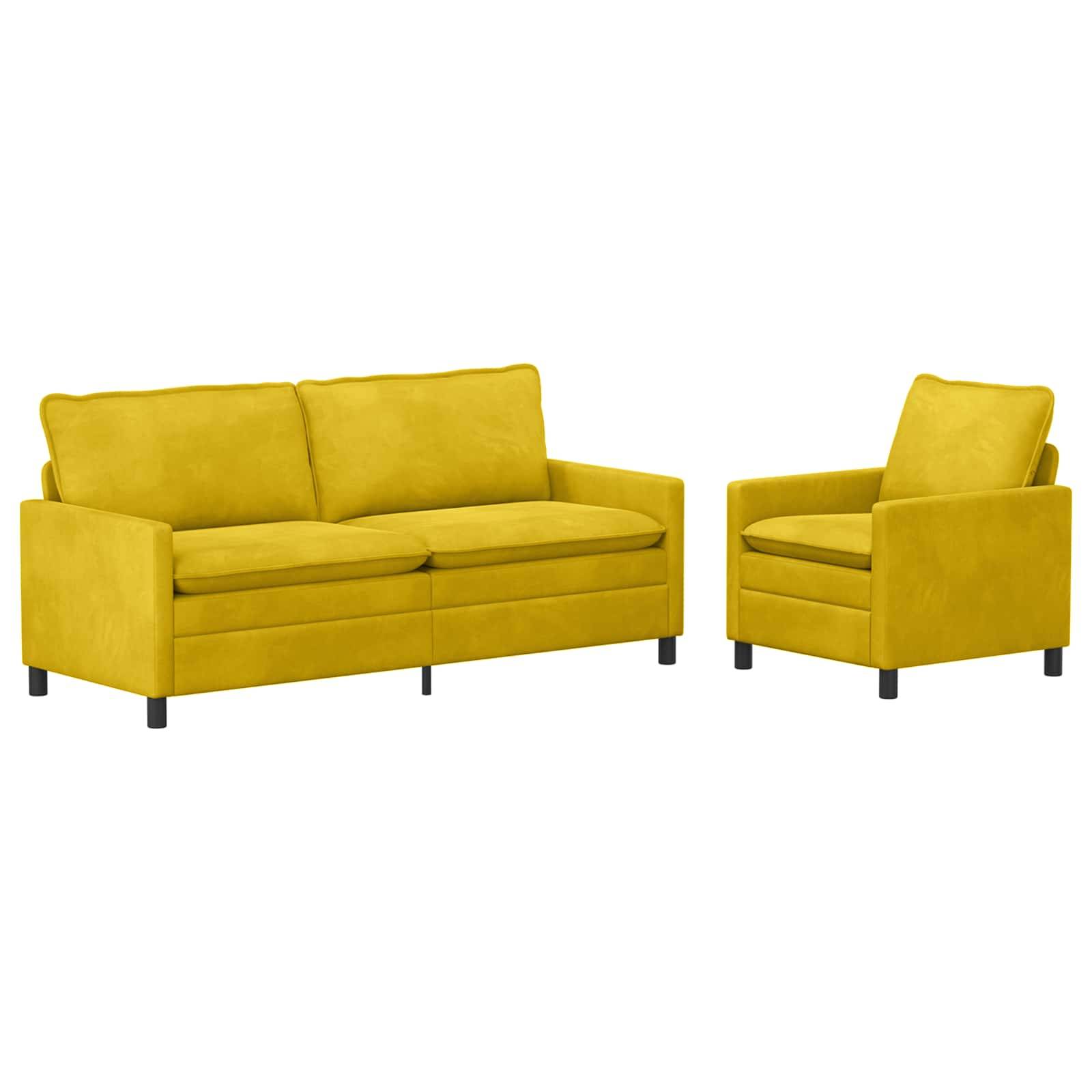 vidaXL Sofa Set 2 pcs Gelb Samt