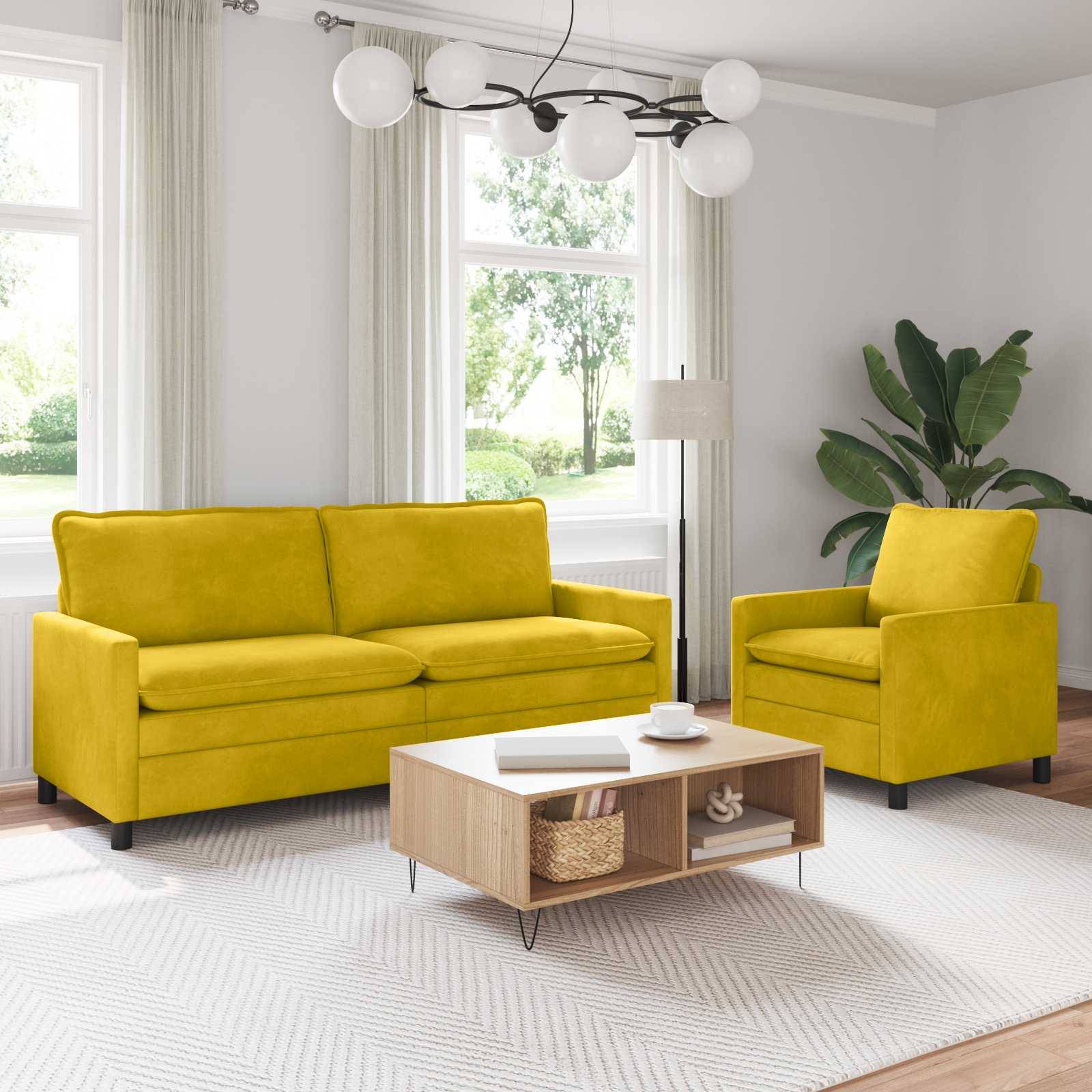 vidaXL Sofa Set 2 pcs Gelb Samt