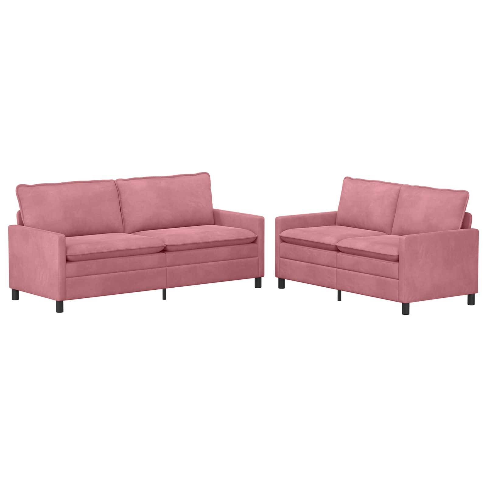 vidaXL Sofa Set 2 pcs Rosa Samt