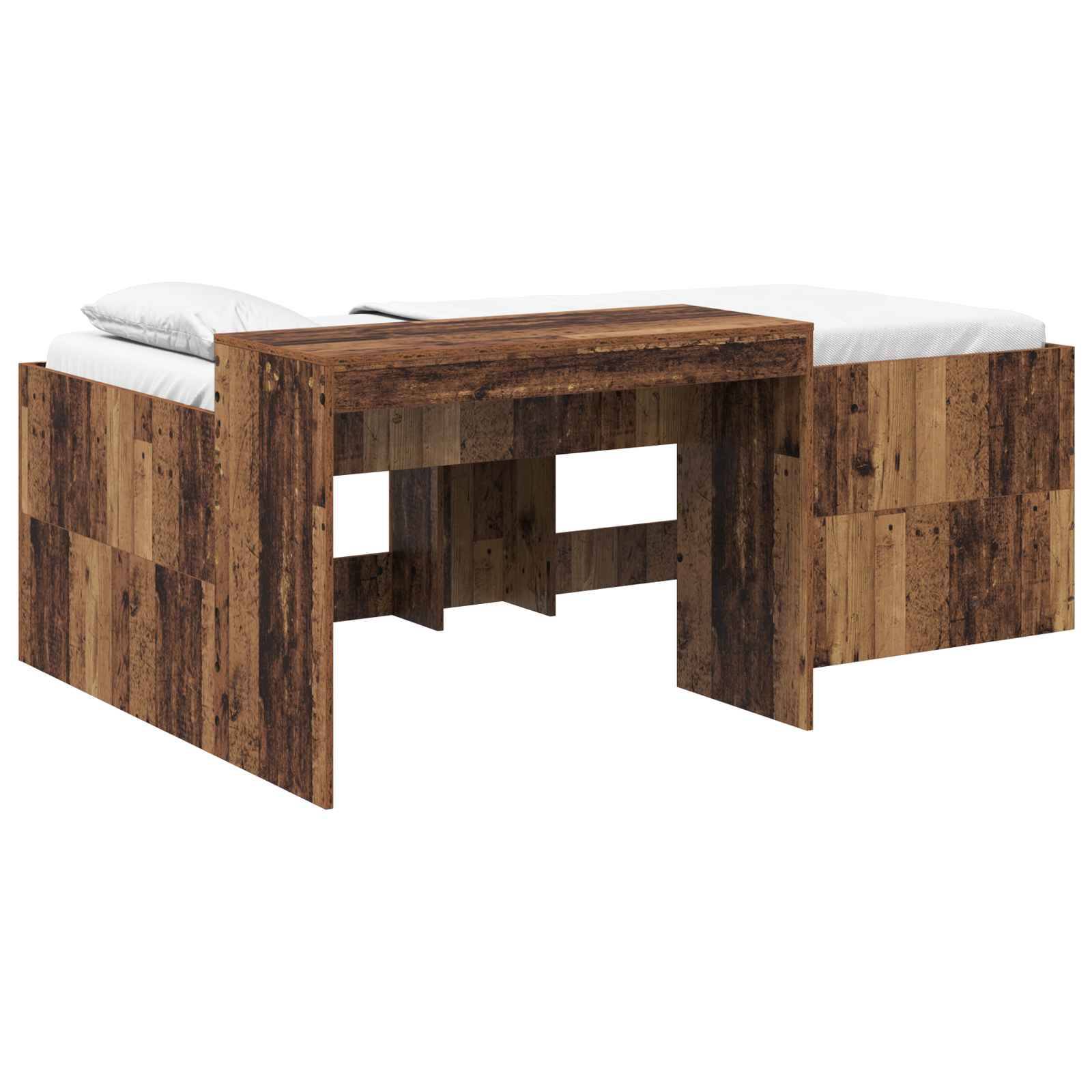 vidaXL Bettgestell mit Schreibtisch 2 pcs Kunsthandwerk Eiche