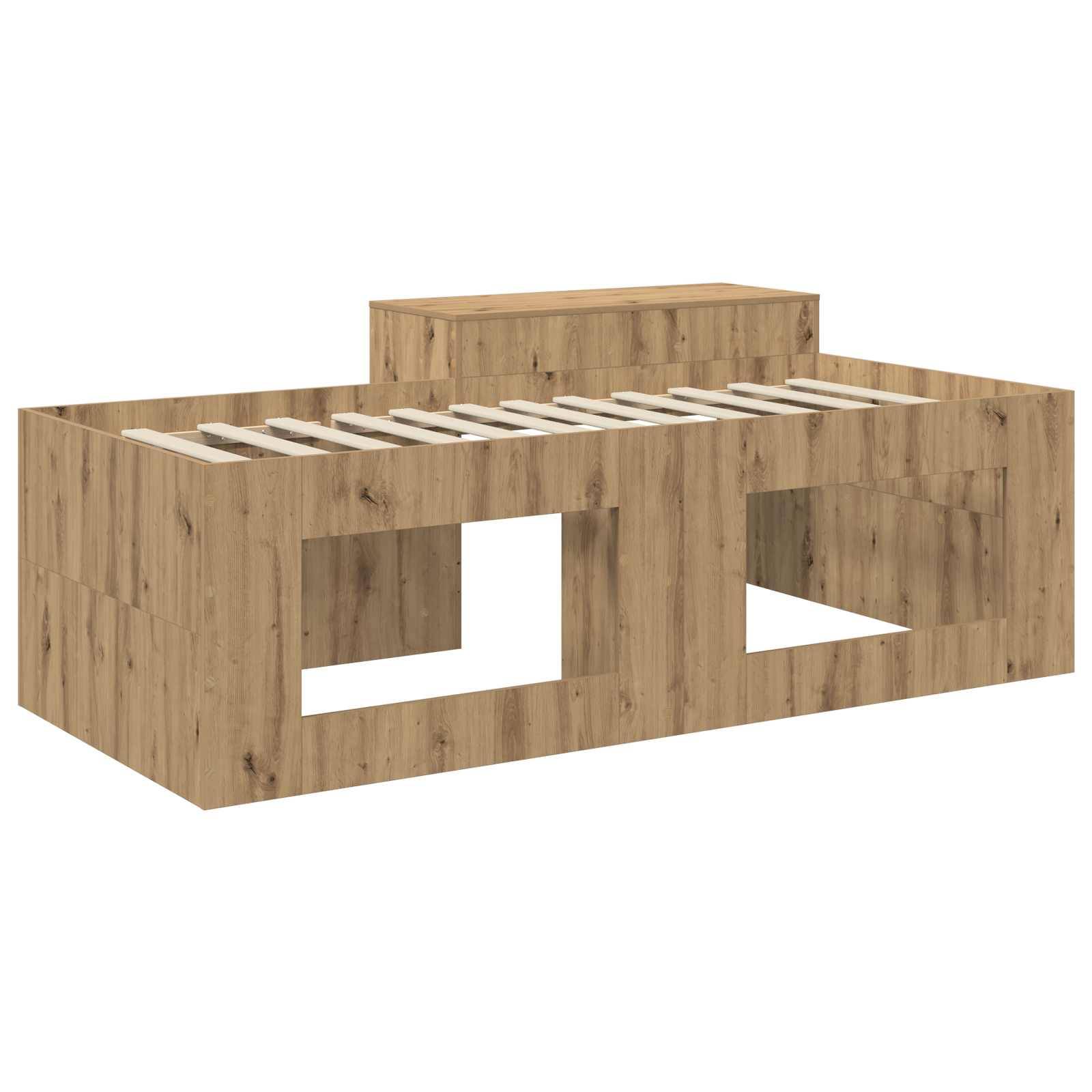 vidaXL Bettgestell mit Schreibtisch 2 pcs Kunsthandwerk Eiche