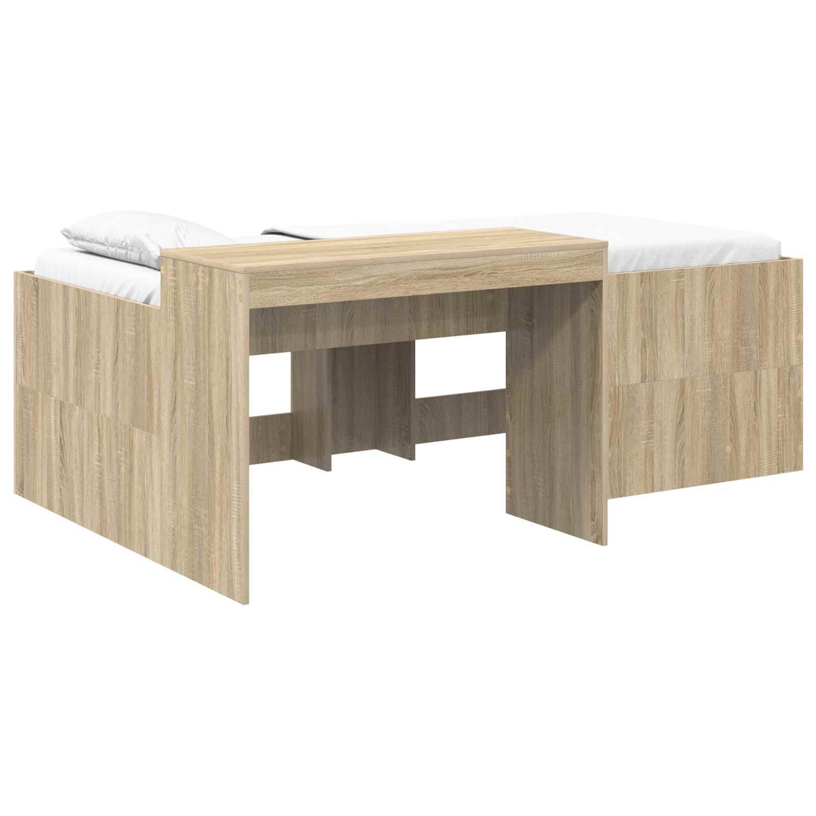 vidaXL Bettgestell mit Schreibtisch 2 pcs Kunsthandwerk Eiche