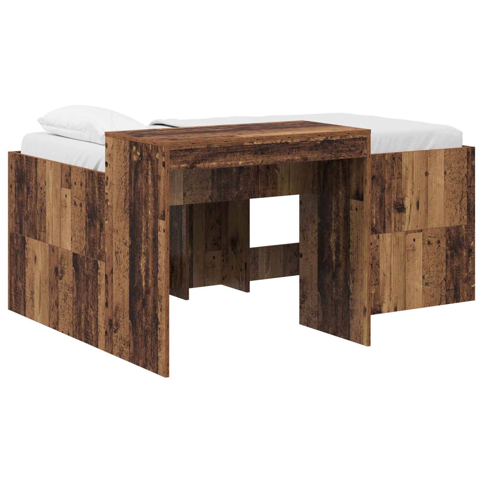 vidaXL Bettgestell mit Schreibtisch 2 pcs Kunsthandwerk Eiche