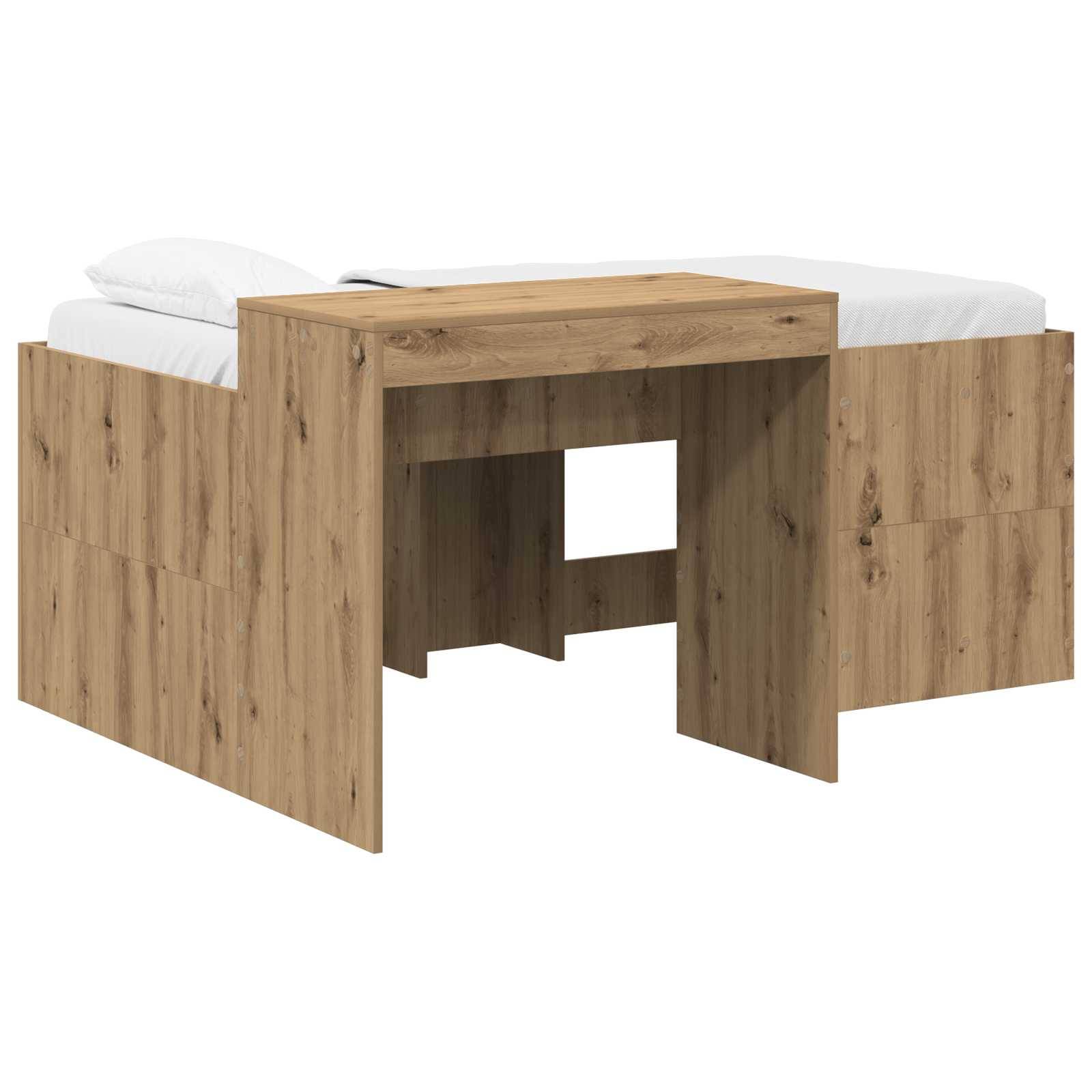 vidaXL Bettgestell mit Schreibtisch 2 pcs Kunsthandwerk Eiche