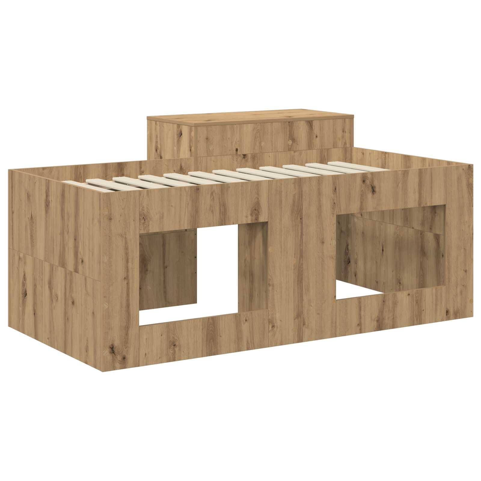 vidaXL Bettgestell mit Schreibtisch 2 pcs Kunsthandwerk Eiche