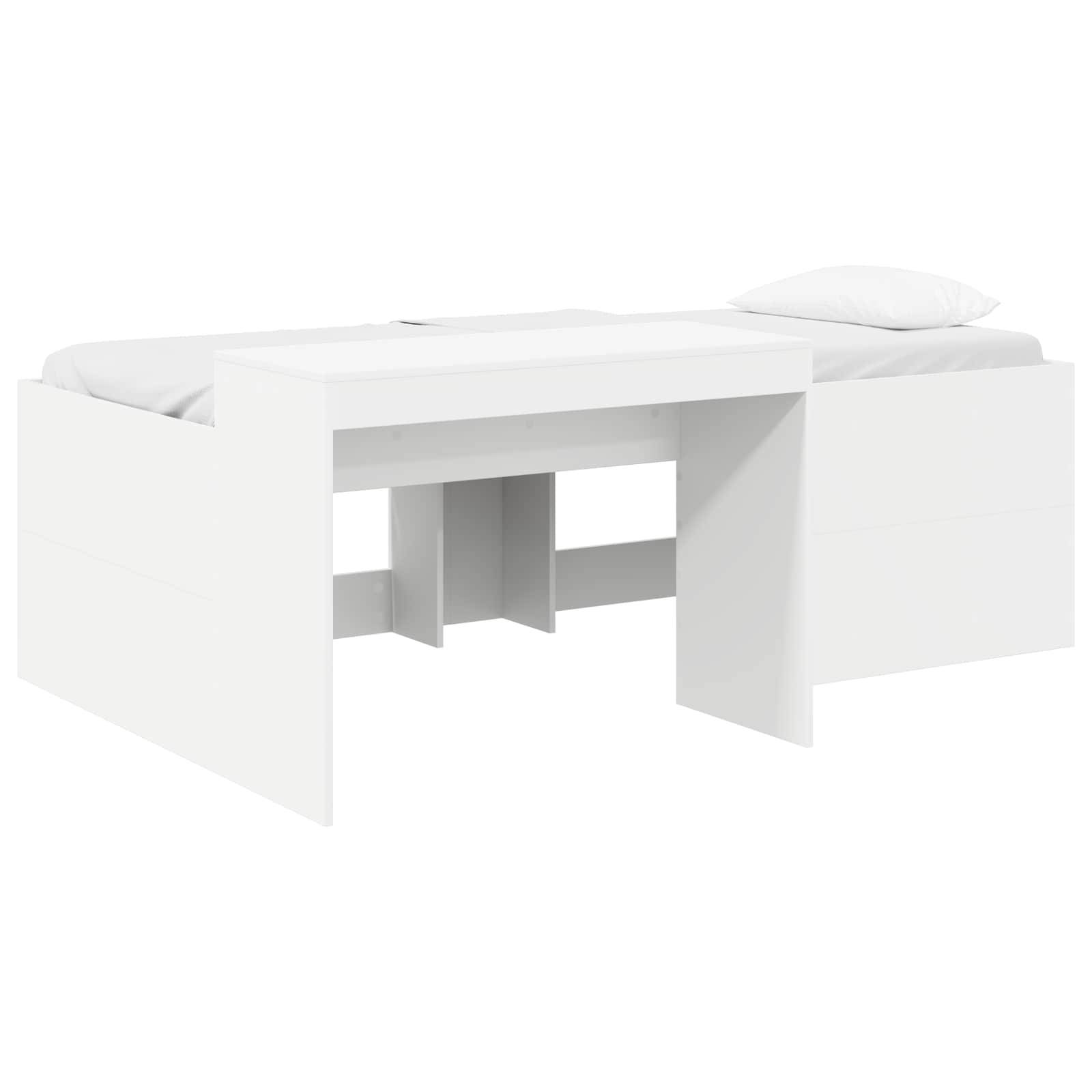vidaXL Hochbett mit Schreibtisch für Kinder Weiß 98,5 x 200 cm
