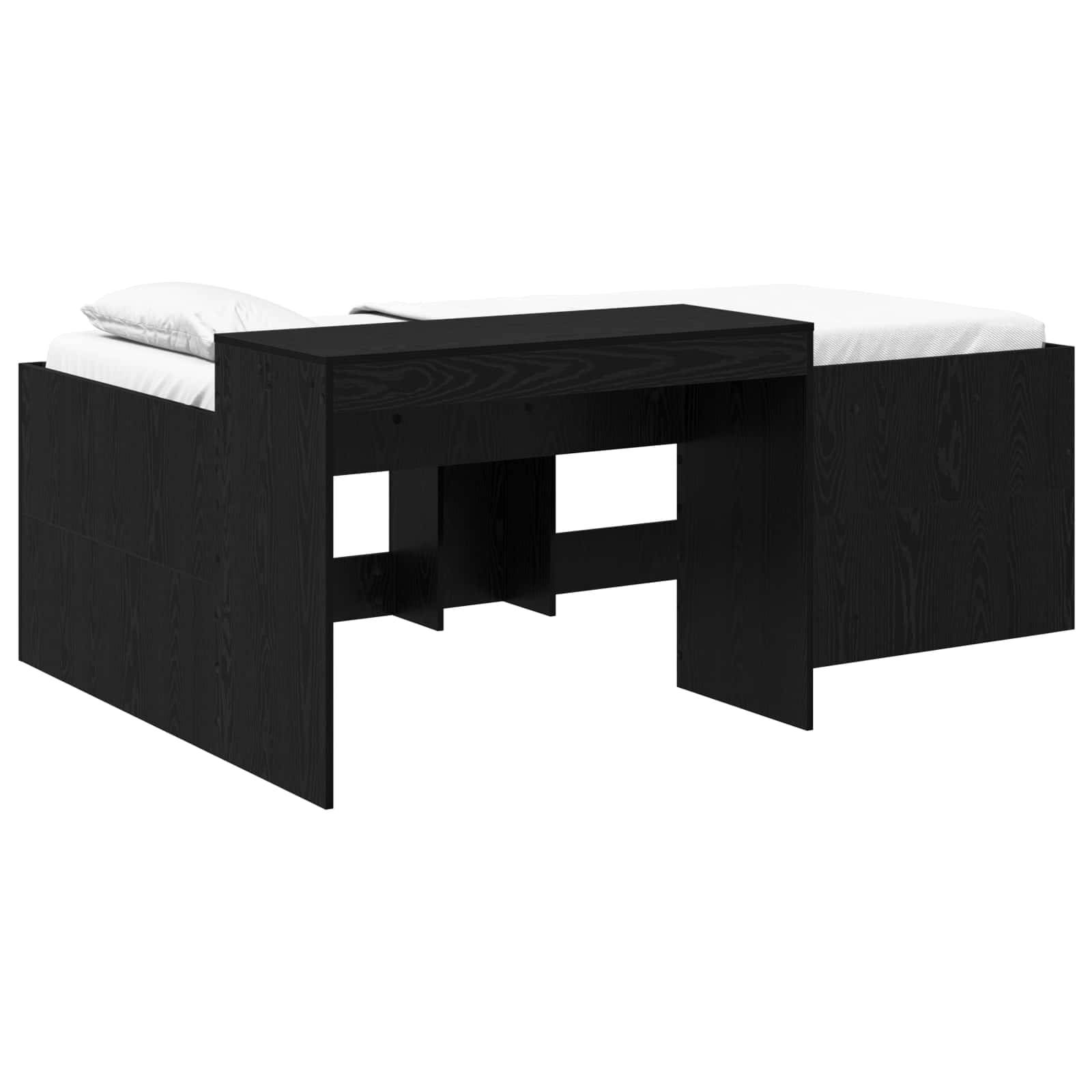 vidaXL Hochbett mit Schreibtisch für Kinder Schwarz 80 x 200 cm