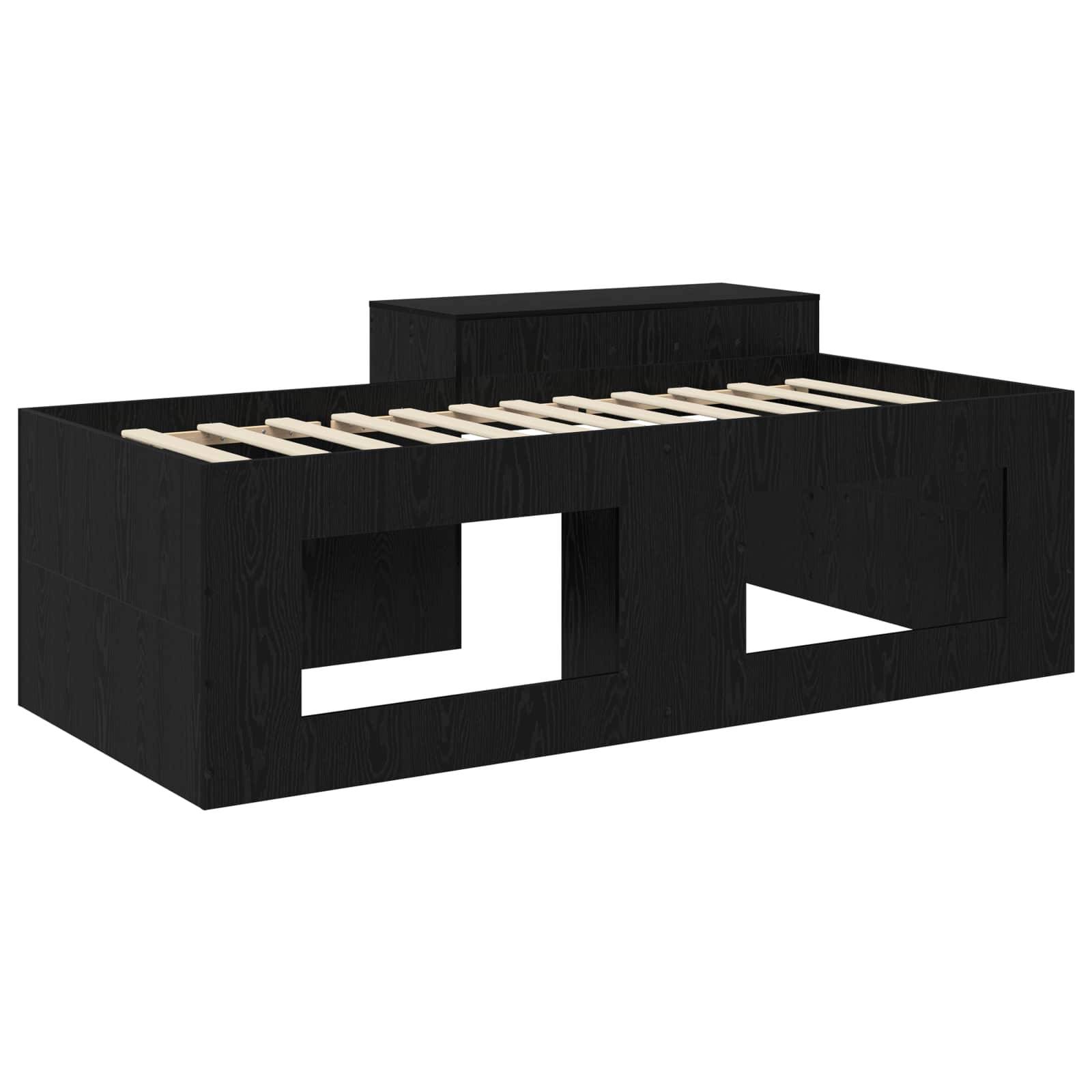 vidaXL Hochbett mit Schreibtisch für Kinder Schwarz 75 x 190 cm