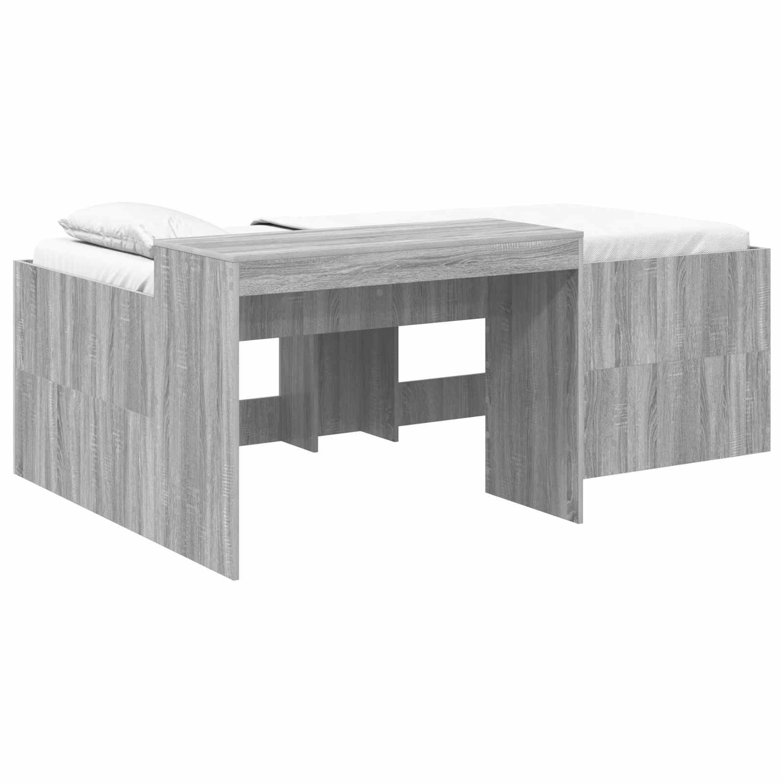 vidaXL Hochbett mit Schreibtisch für Kinder Grau Sonoma 98,5 x 200 cm