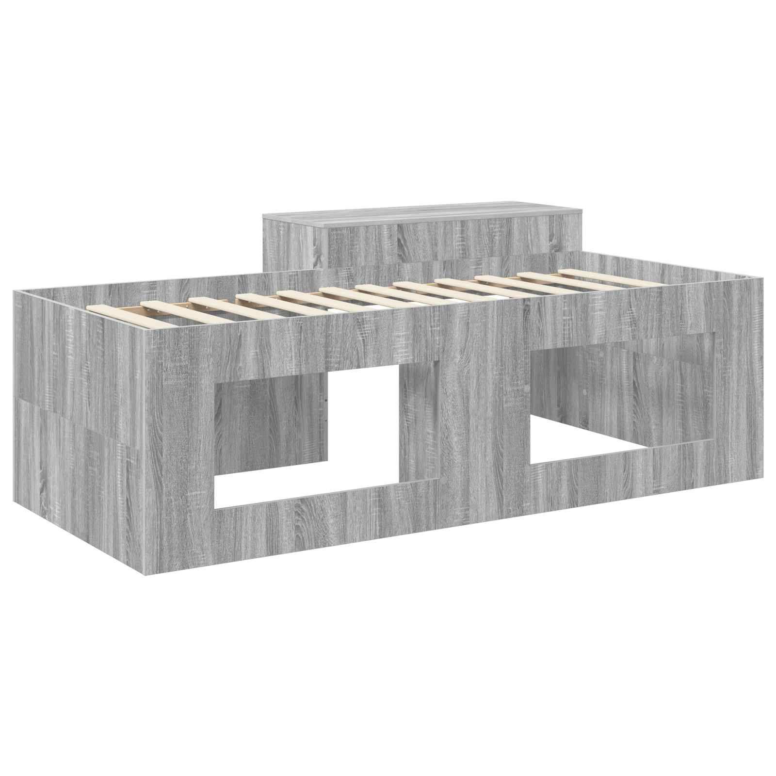 vidaXL Hochbett mit Schreibtisch für Kinder Grau Sonoma 90 x 200 cm