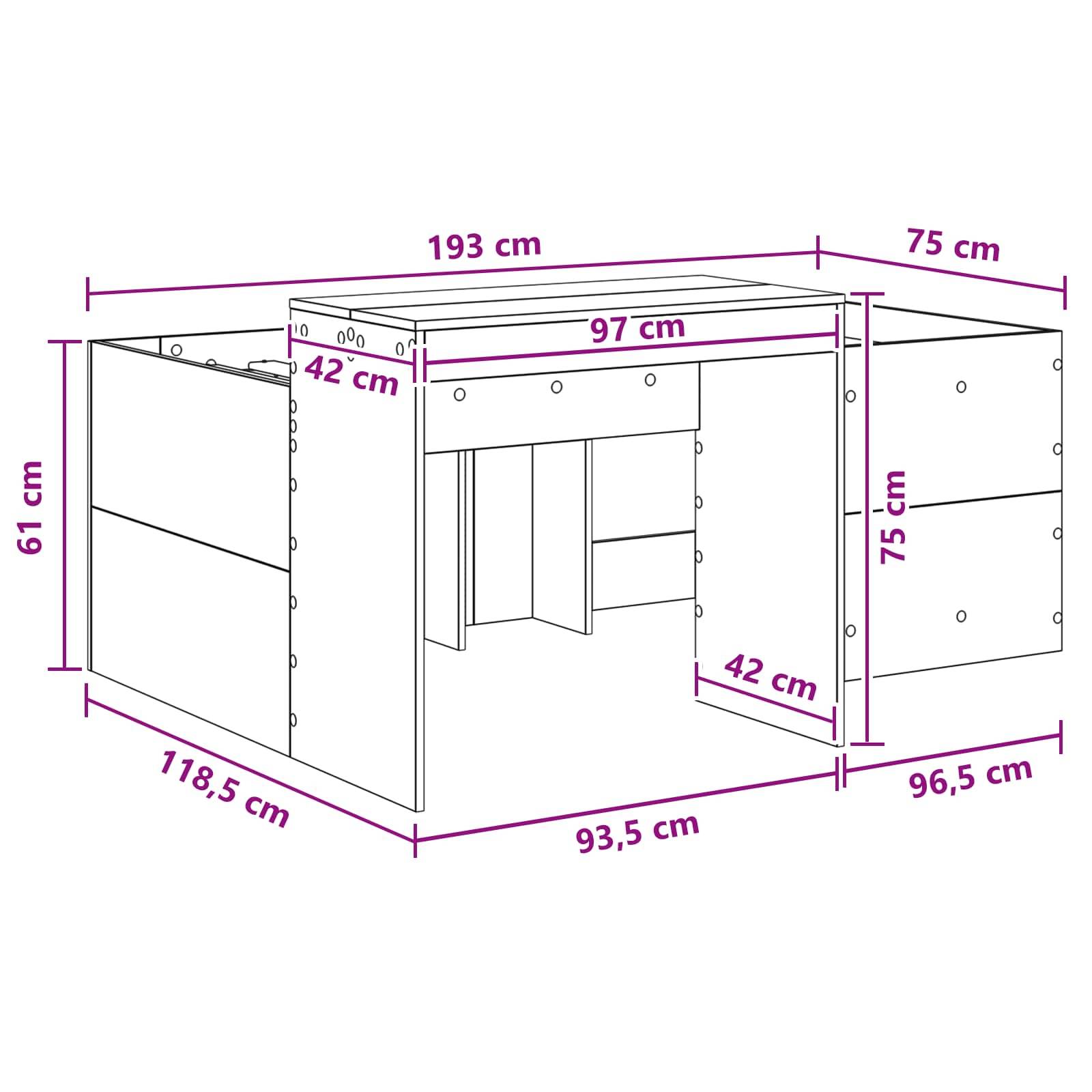 vidaXL Hochbett mit Schreibtisch für Kinder Weiß 75 x 190 cm