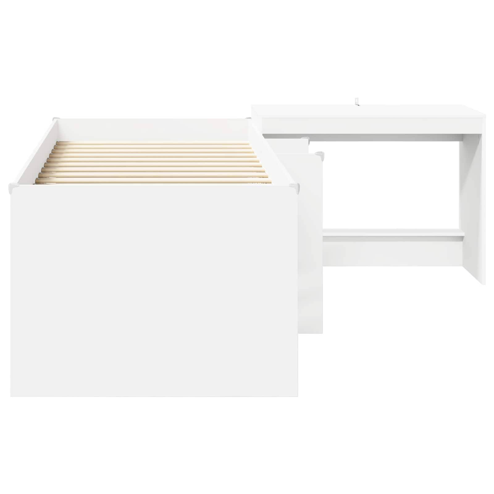 vidaXL Hochbett mit Schreibtisch für Kinder Weiß 90 x 190 cm