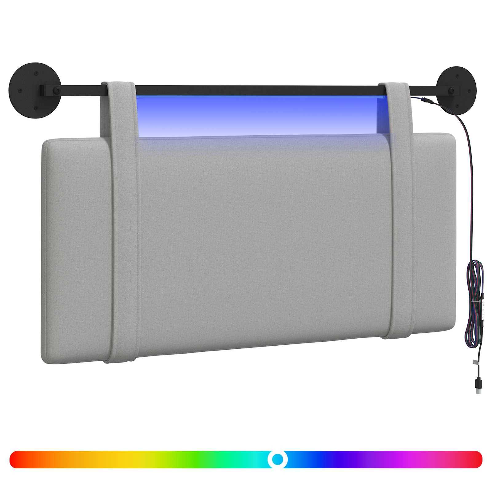 vidaXL Hängendes Kopfteil Mit LED Licht Wolkengrau Stoff