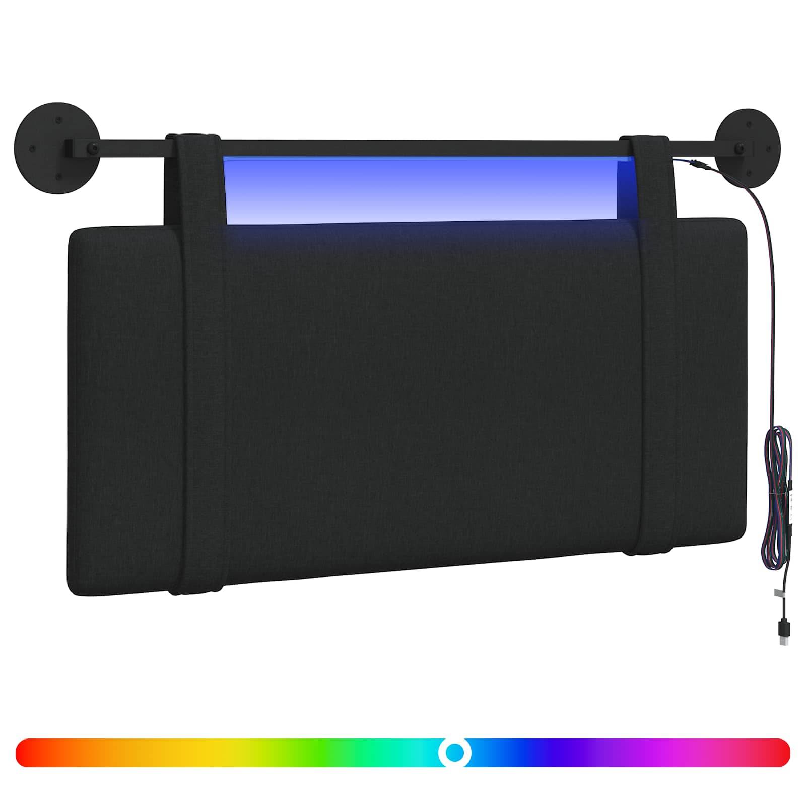 vidaXL Hängendes Kopfteil Mit LED Licht Schwarz Stoff
