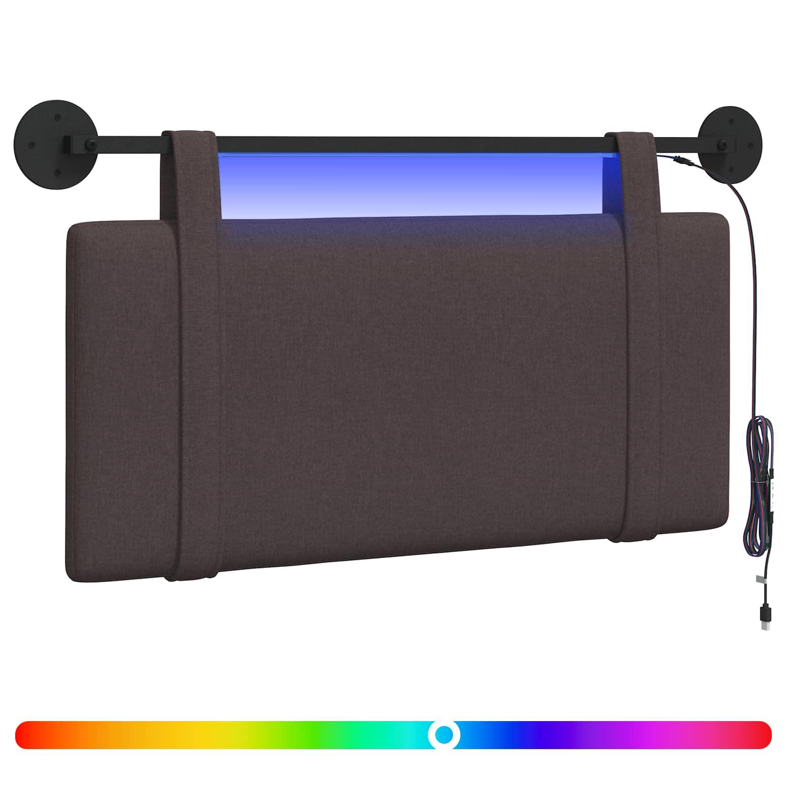 vidaXL Hängendes Kopfteil Mit LED Licht Dunkelbraun Stoff