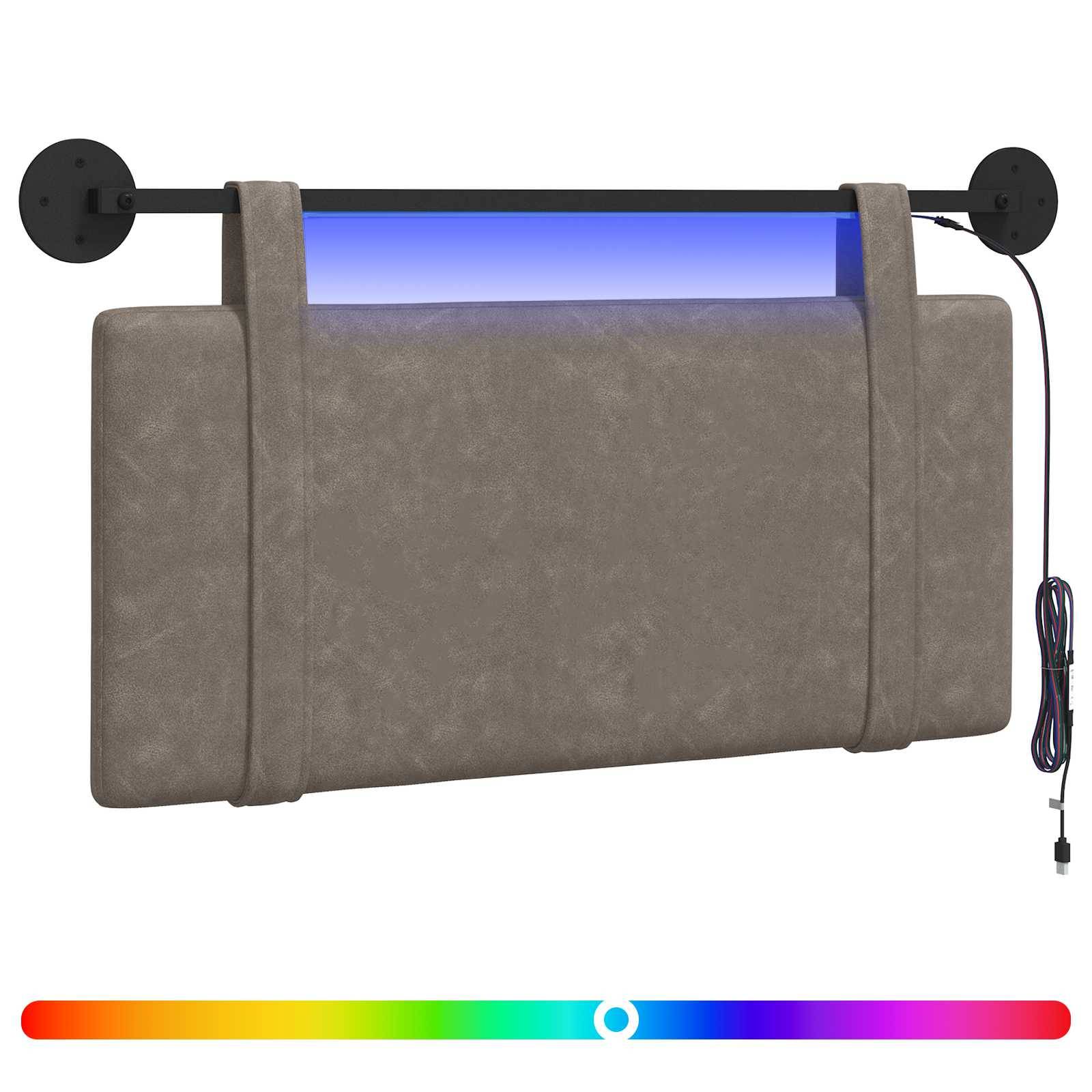 vidaXL Hängendes Kopfteil Mit LED Licht Grau Antikes PU