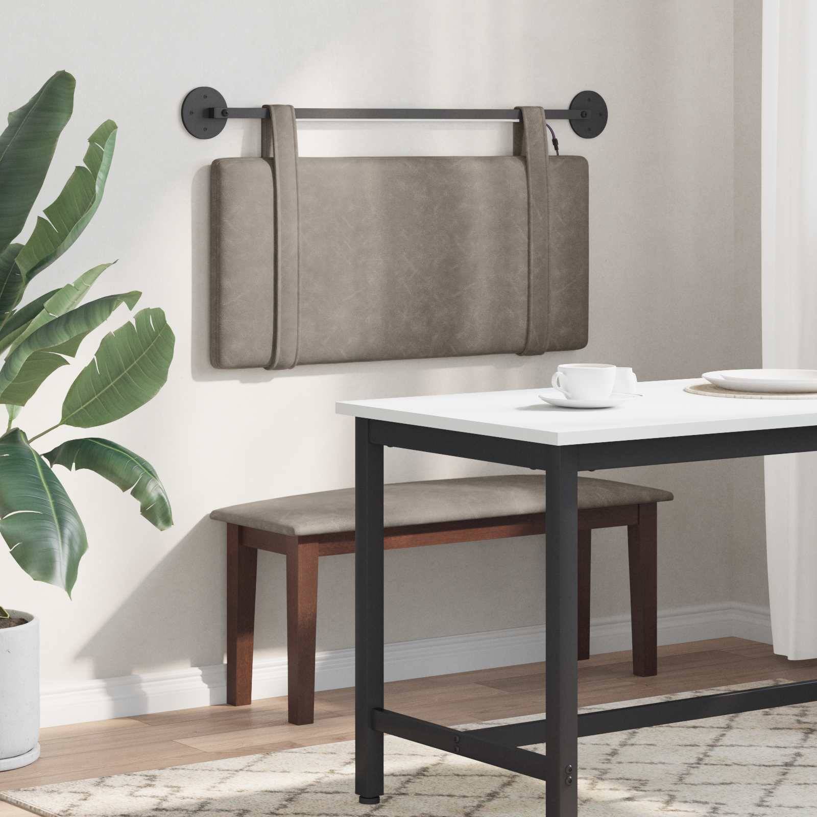 vidaXL Hängendes Kopfteil Mit LED Licht Grau Antikes PU