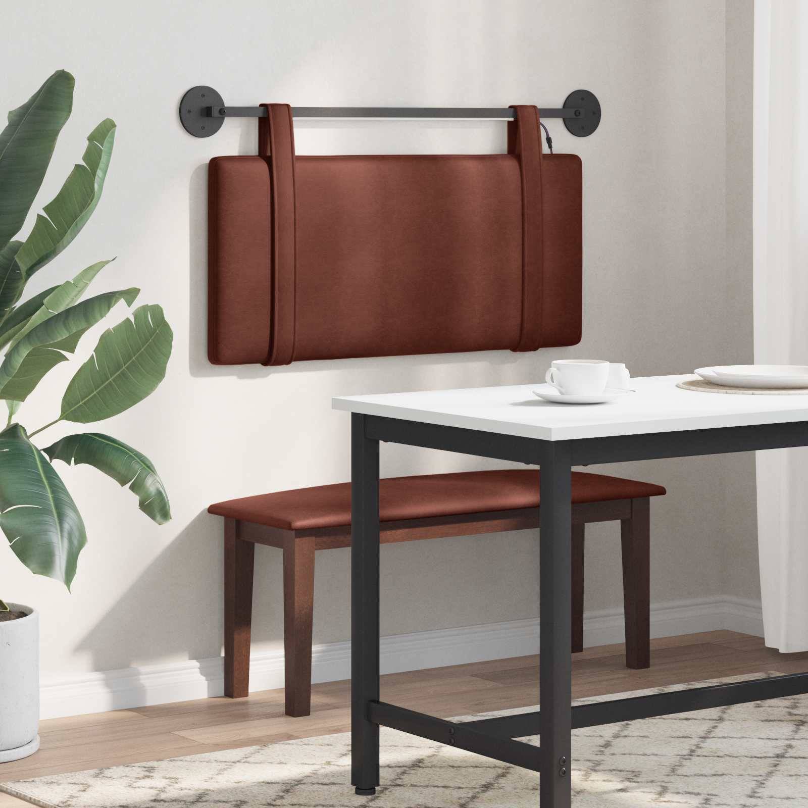 vidaXL Hängendes Kopfteil Mit LED Licht Glänzendes Braun Antikes PU