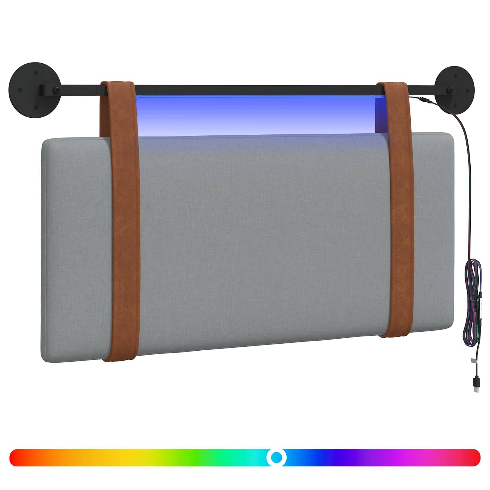 vidaXL Hängendes Kopfteil Mit LED Licht Hellgrau Antikes PU