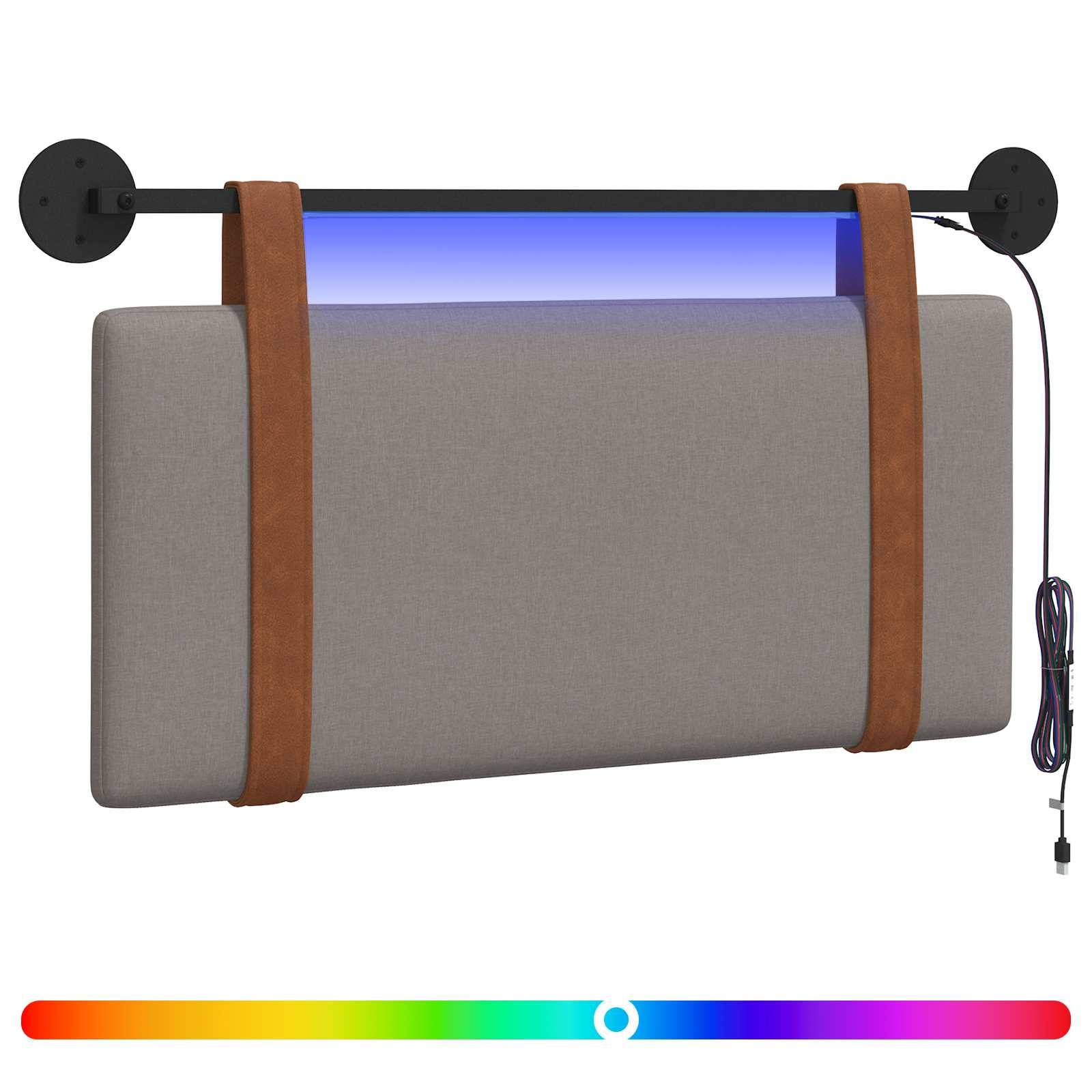 vidaXL Hängendes Kopfteil Mit LED Licht Taupe Antikes PU