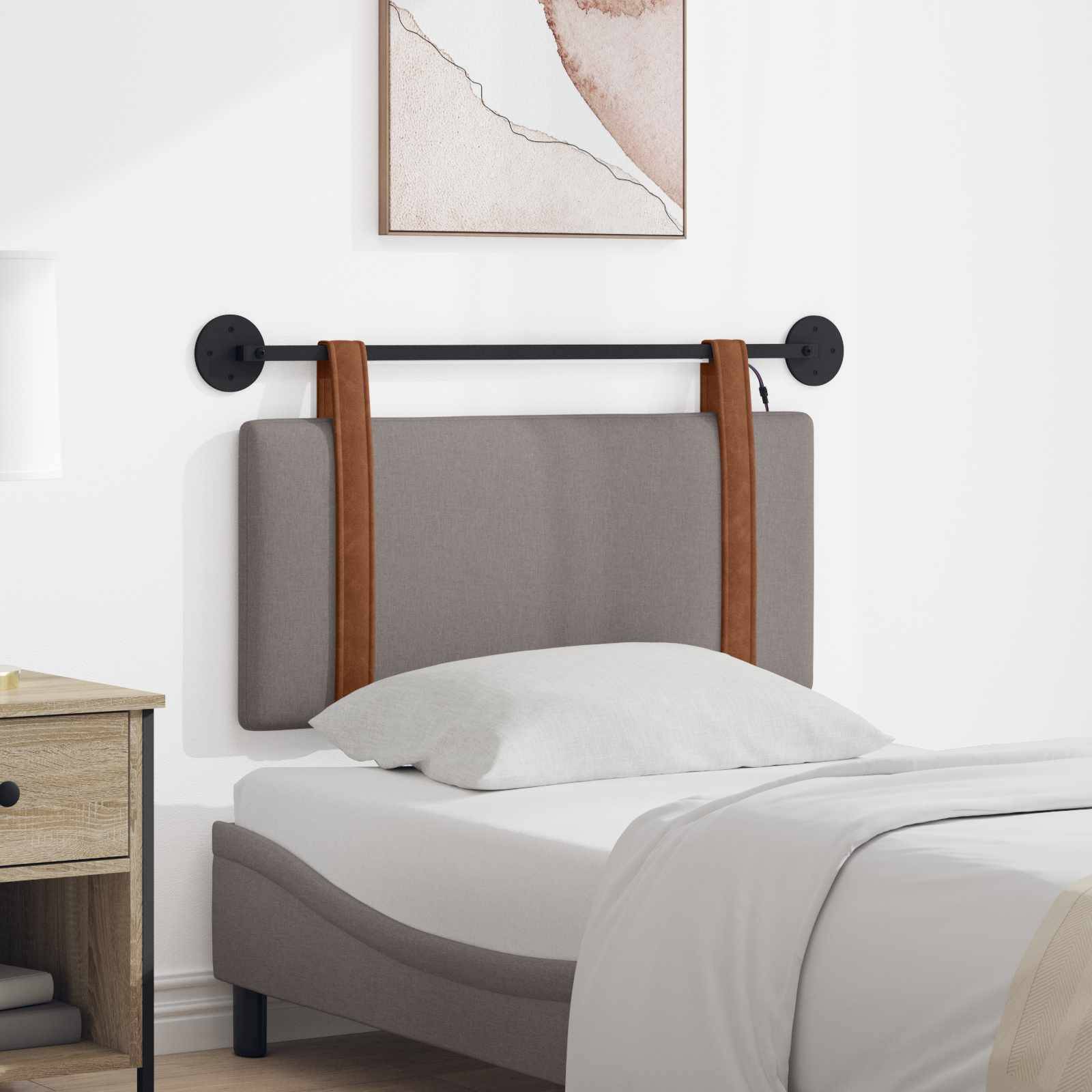 vidaXL Hängendes Kopfteil Mit LED Licht Taupe Antikes PU
