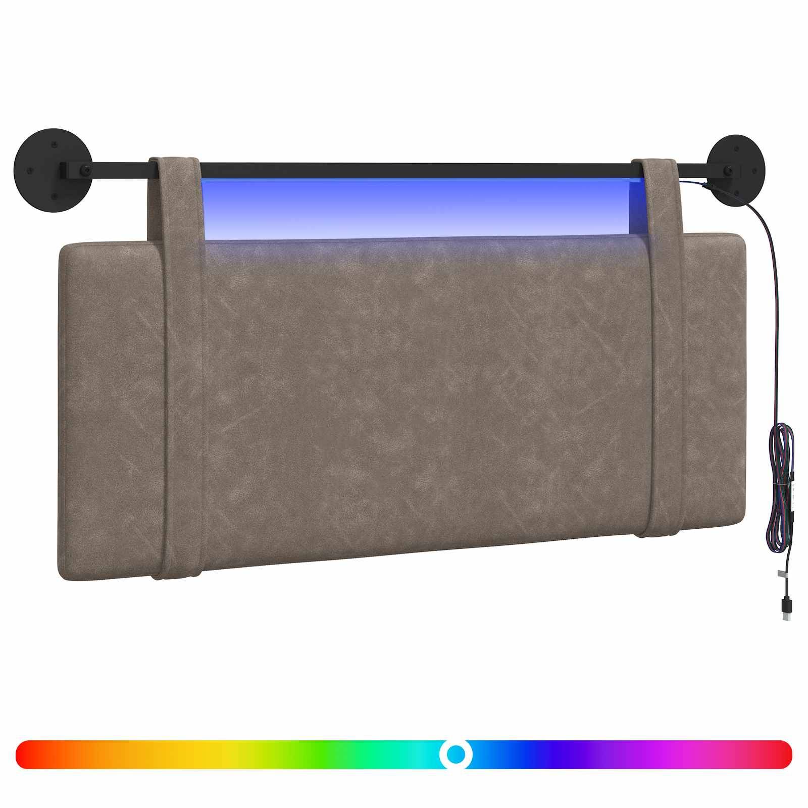 vidaXL Hängendes Kopfteil Mit LED Licht Grau Antikes PU