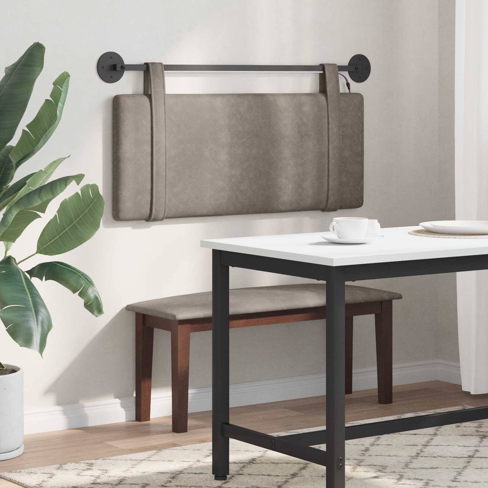 vidaXL Hängendes Kopfteil Mit LED Licht Grau Antikes PU