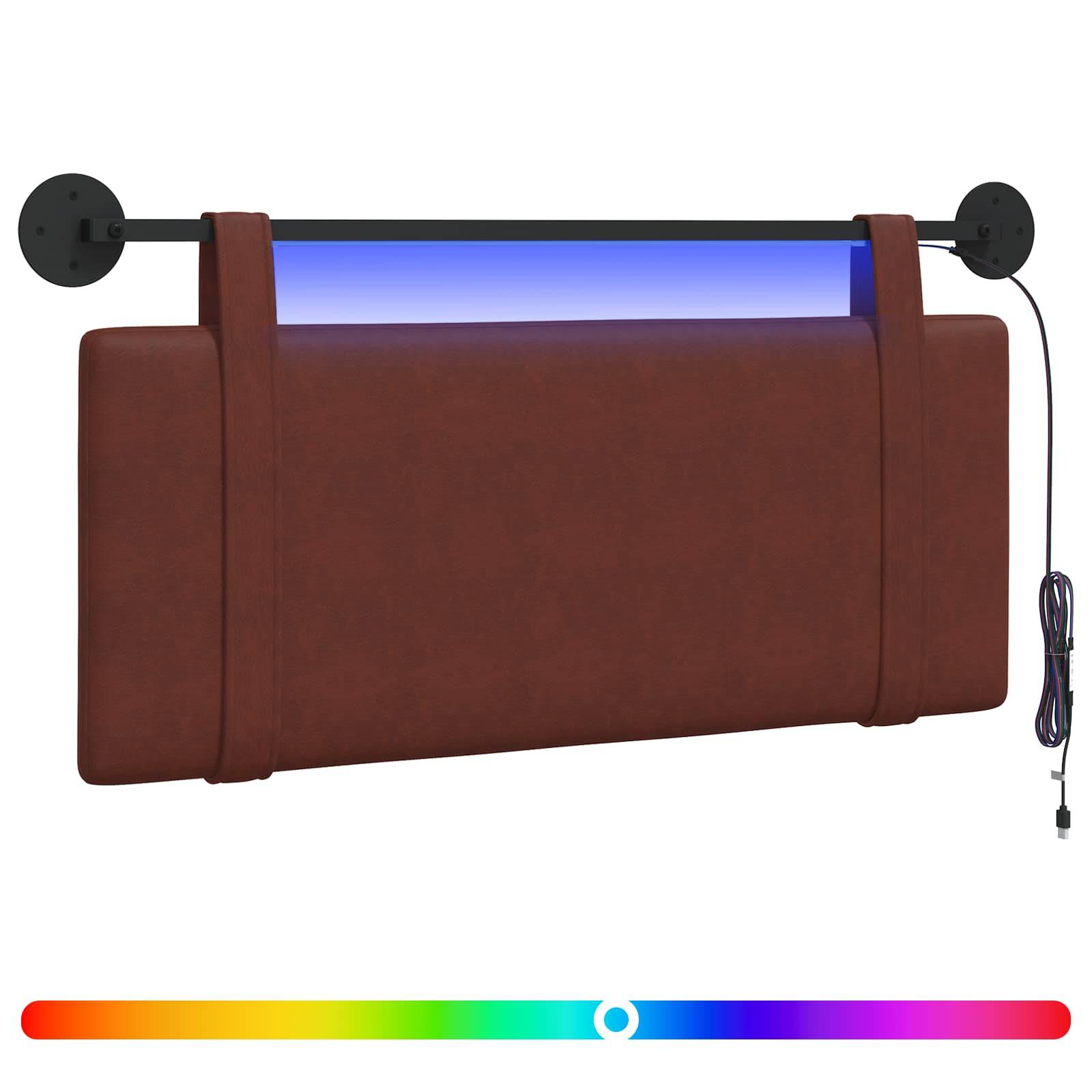 vidaXL Hängendes Kopfteil Mit LED Licht Glänzendes Braun Antikes PU