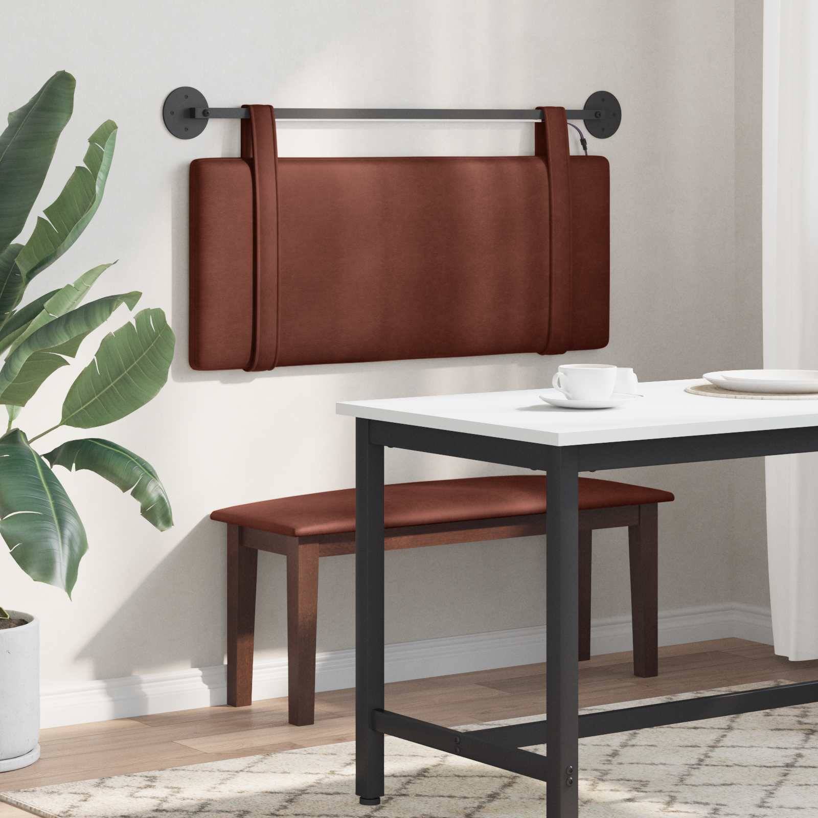 vidaXL Hängendes Kopfteil Mit LED Licht Glänzendes Braun Antikes PU